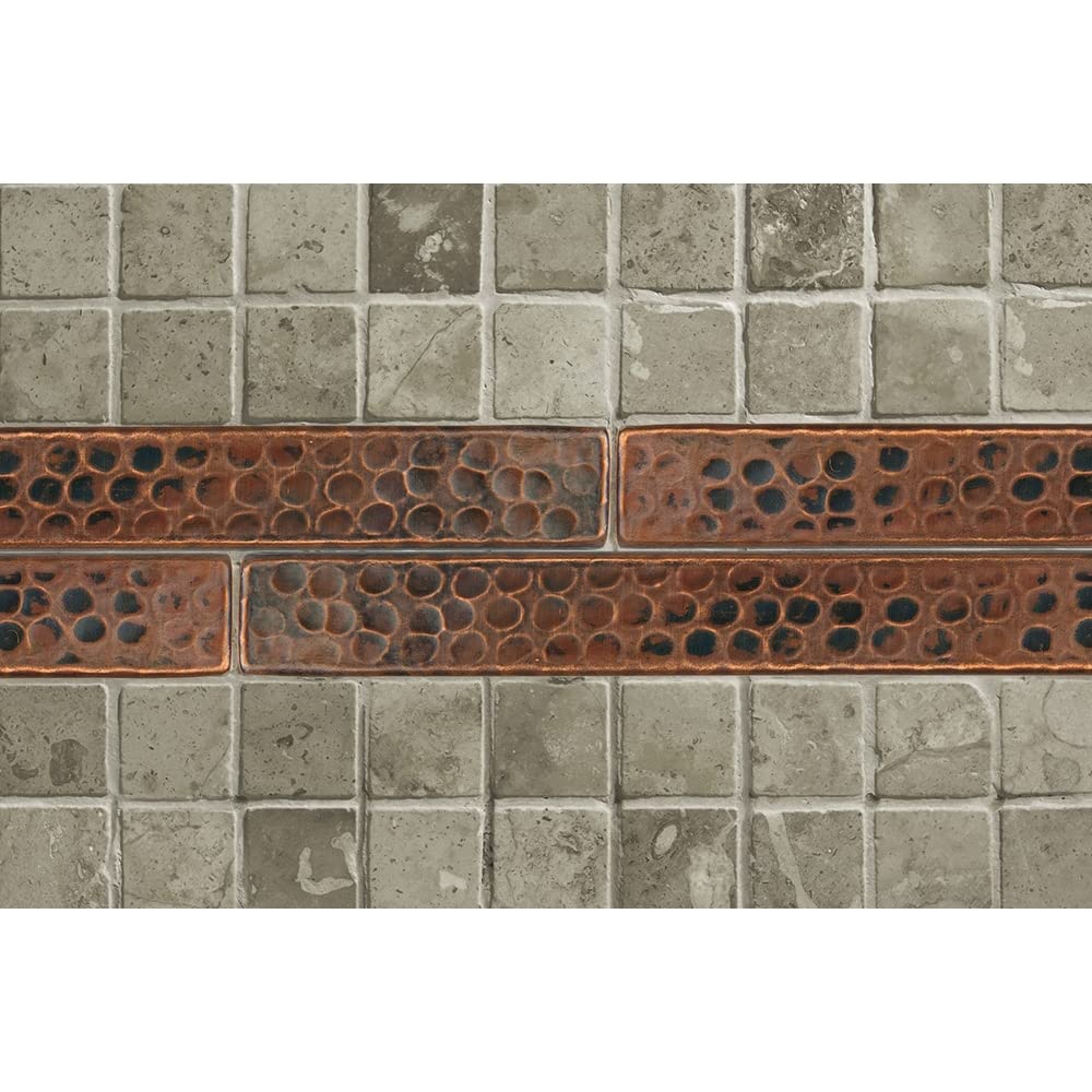 Premier Hammered Copper Tile 1x8 Inches (8-Pack) - Handcrafted Copper Wall & Backsplash Decor for Kitchen, Bathroom, and Fireplace