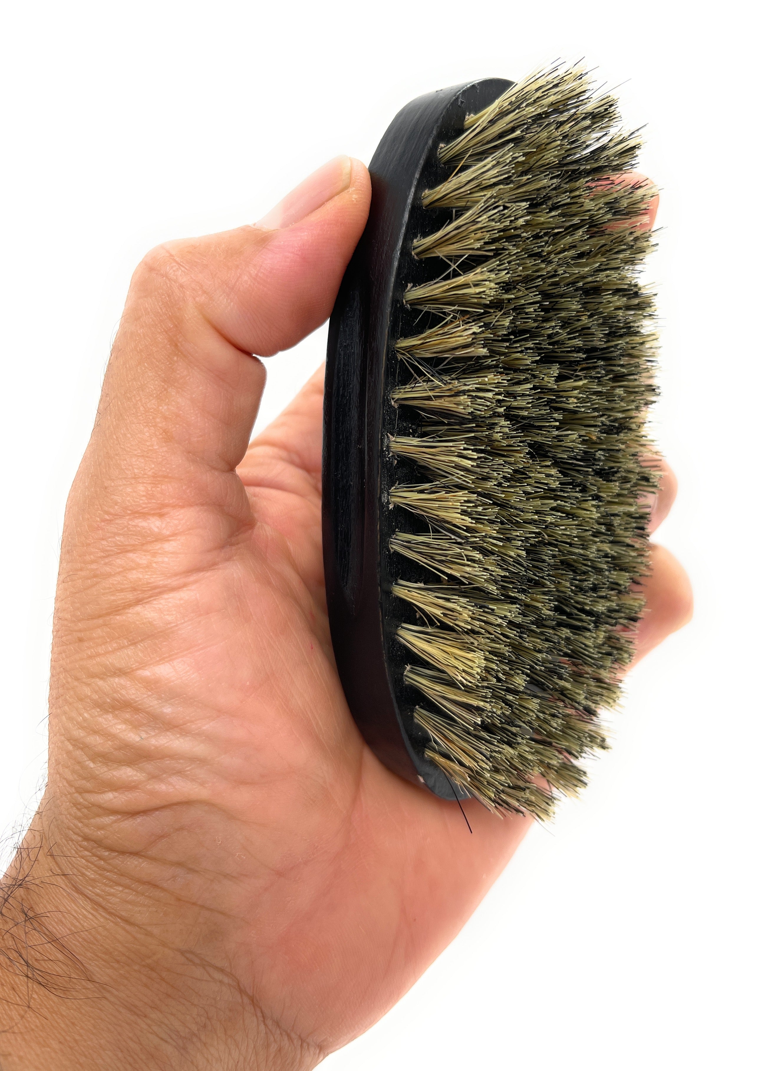 Phillips Military Wood Bristle Beard Brush - Black Wooden Boar Bristle Brush for Short Hair & Stubble - Perfect for Grooming, Styling & Exfoliating at Home or Travel