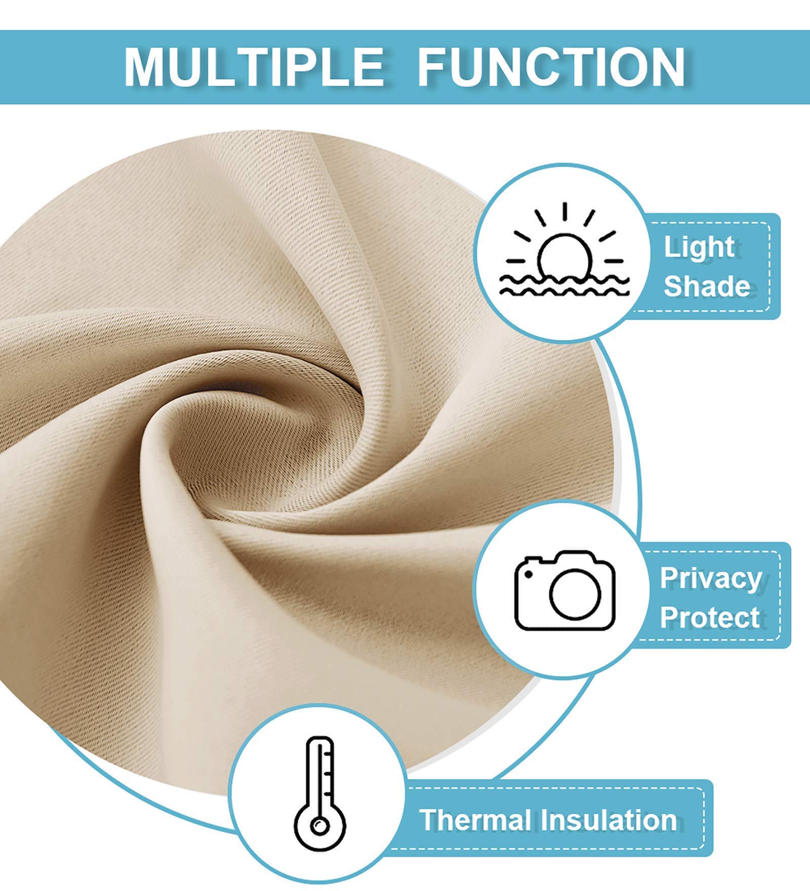 Blackout Curtains for Bedroom & Living Room - LITTLE BIRD Portable Privacy Window Panels (58x63 Inches, Beige) - Perfect for Home, Office, Nursery & Patio Door Light Blocking