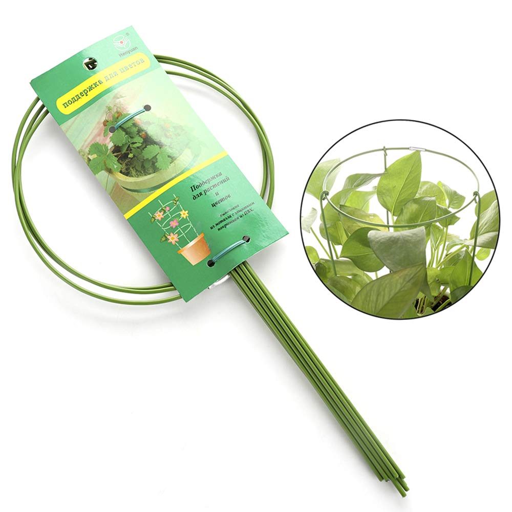 Firlar 3-Pack Climbing Plant Support Stakes - Adjustable Flower Cage Garden Trellis & Single Hoop Stand for Mini Indoor Potted Plants | Perfect for Vining Flowers, Tomatoes, Peas in Small Pots & Containers