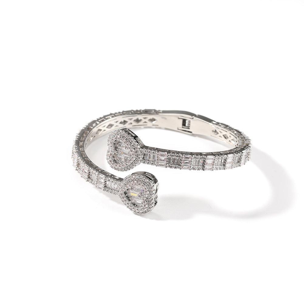 Geometric Diamond Love Spring Buckle Bracelet for Women - Elegant Fashion Jewelry Gift for Valentine's Day, Anniversary & Special Occasions