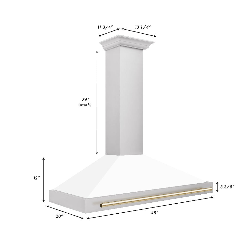 ZLINE KB4STZ WM48 48-Inch Convertible Stainless Steel Range Hood with White Matte Shell - Professional Kitchen Ventilation for Home Chefs | Perfect for Modern Kitchens, Open-Concept Homes & Gourmet Cooking