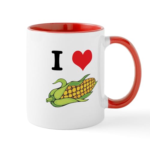 White/Red Inside - I Heart (Love) Corn (On The Cob) Mug