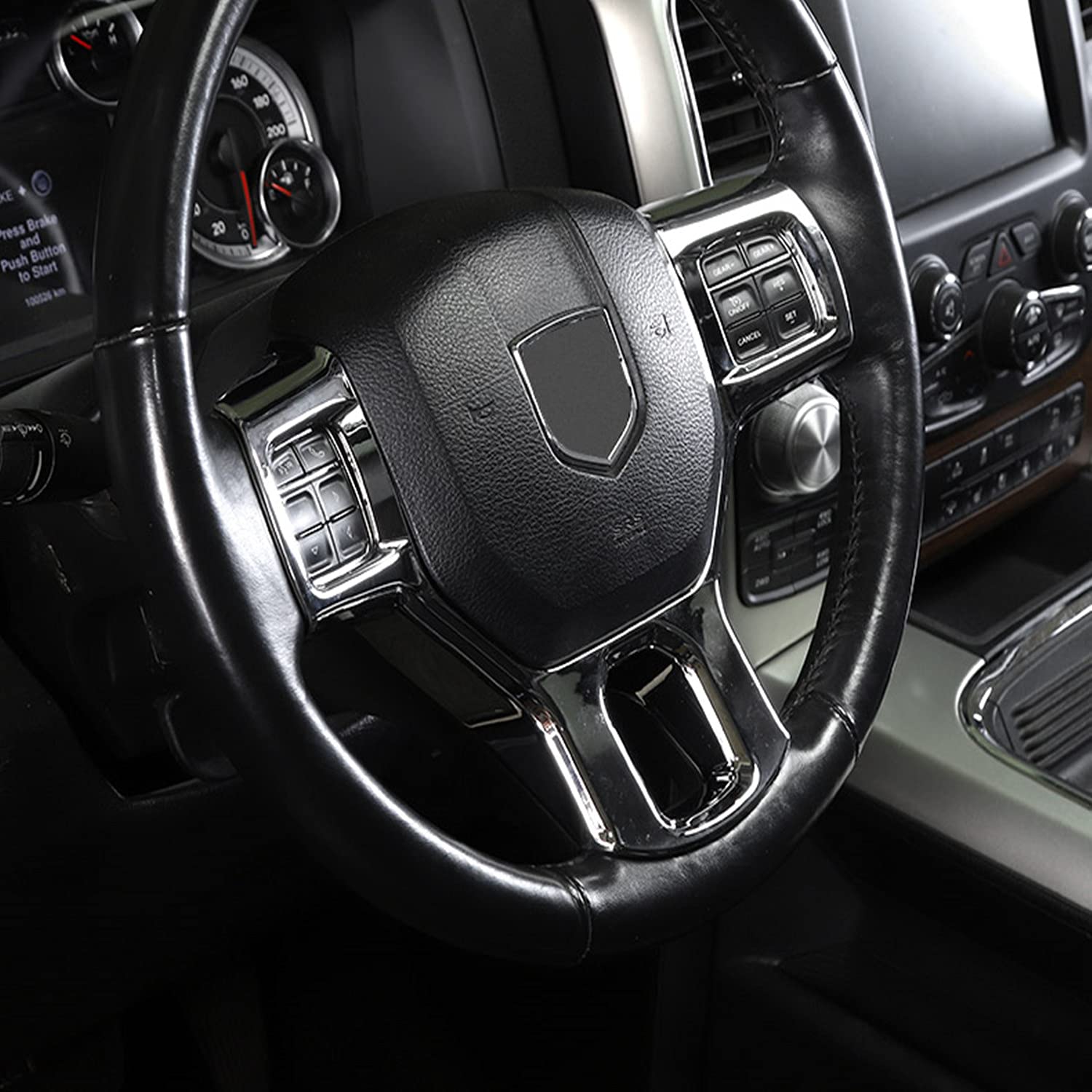 Premium ABS Chrome Steering Wheel Trim Cover for Dodge RAM 1500 (2011-2017) - Interior Upgrade Accessory | Enhances Driving Comfort & Vehicle Aesthetics