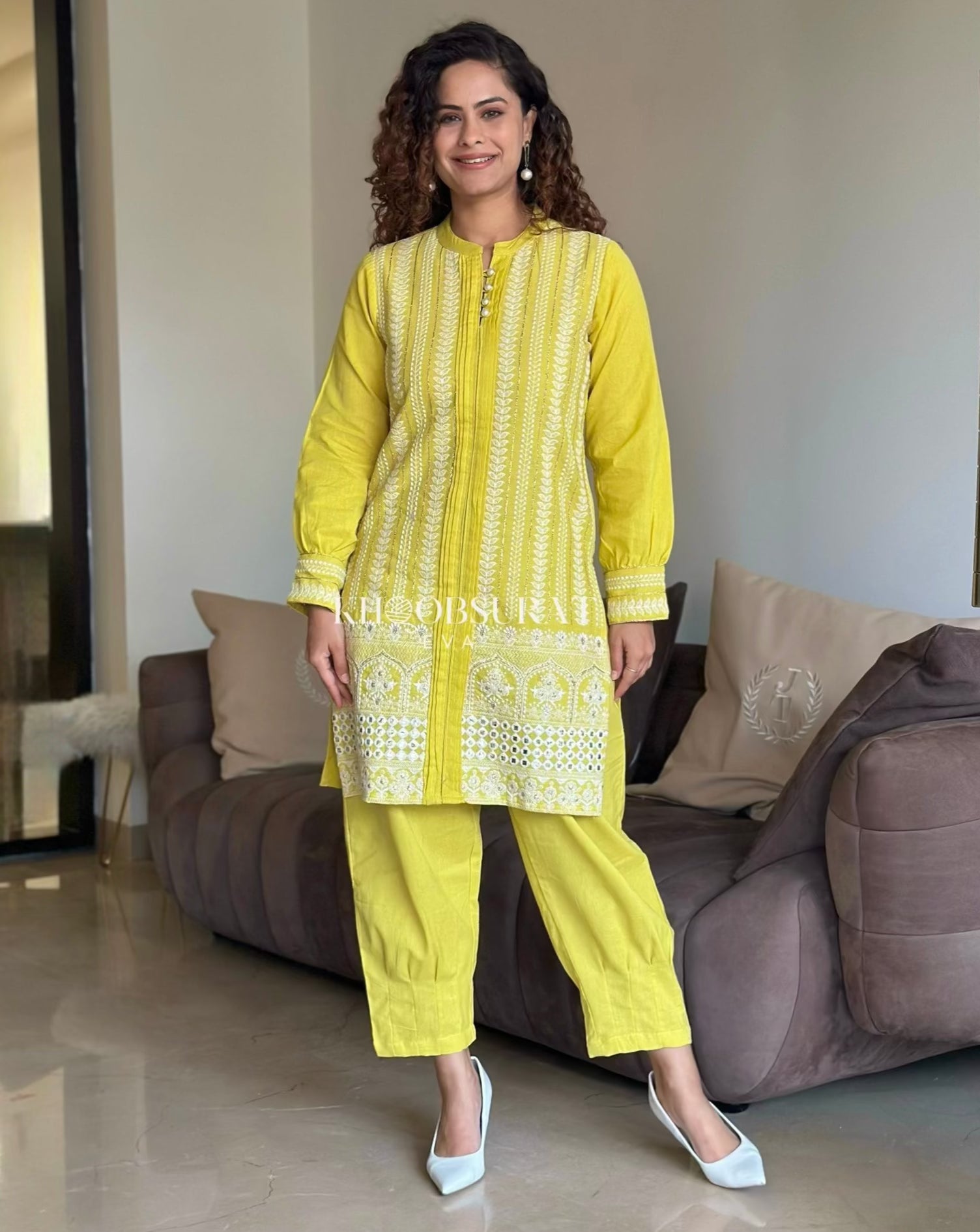 Dream Girl Yellow Embroidered Kurta Set for Women - Traditional Indian Ethnic Wear for Festivals, Weddings & Special Occasions