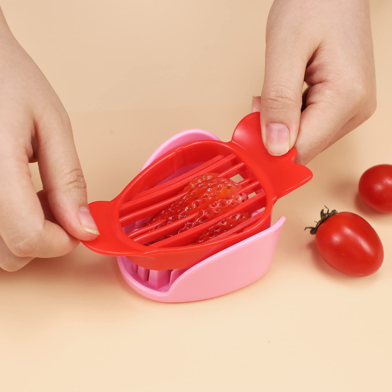 Strawberry Huller and Slicer Set - Stainless Steel Corer Cutter with Stem Remover & Serving Platter - Perfect for Fruit Salad, Cake Decorating, and DIY Kitchen Gadgets