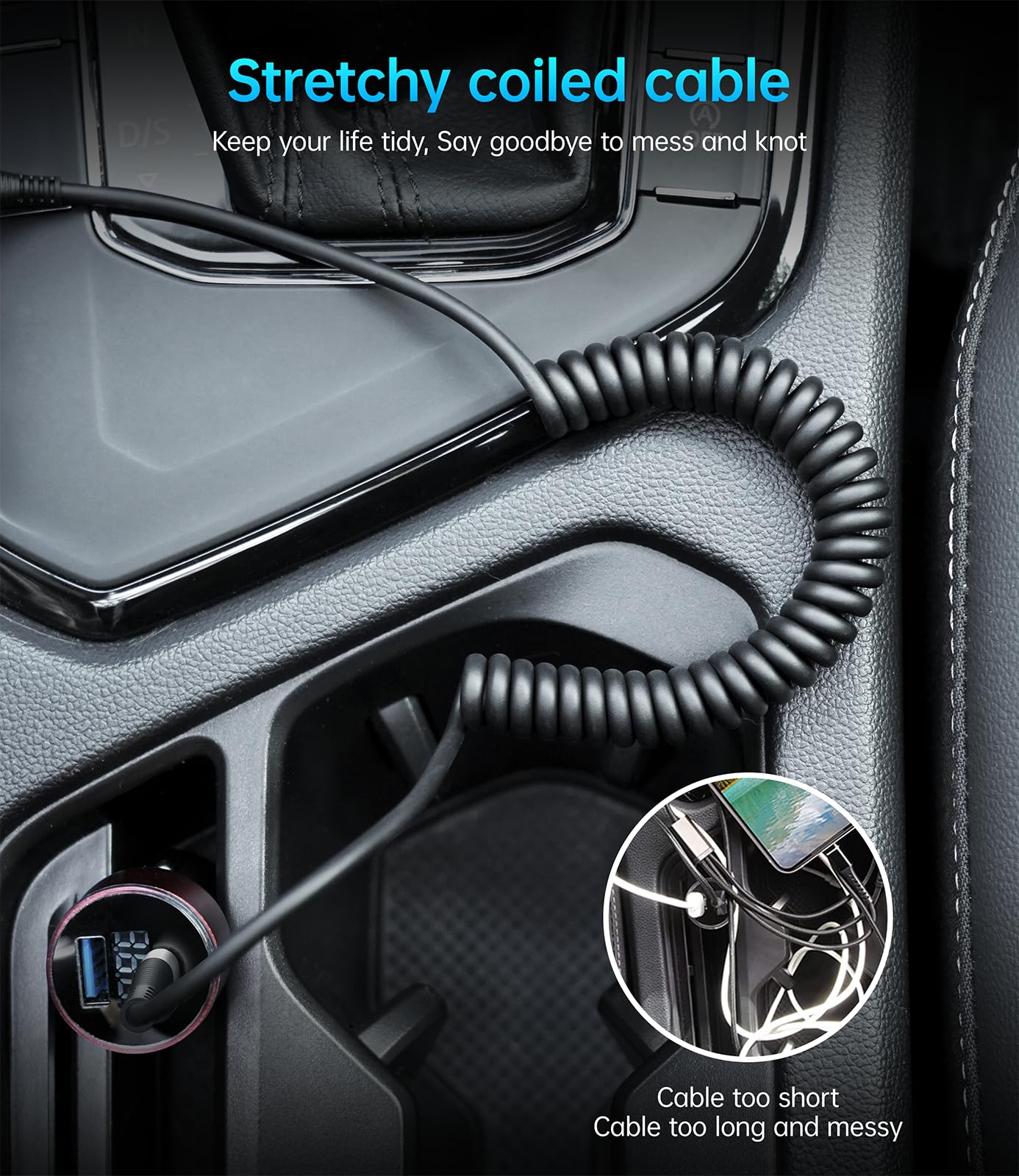 Apple MFi Certified USB Type C to Lightning Cable 3FT 2Pack - Fast Charging Coiled iPhone Charger for Car, Compatible with iPhone 14/13/12/11 Pro Max/XS MAX/8/Plus & iPad - Perfect for CarPlay, Home, Office & Travel Charging