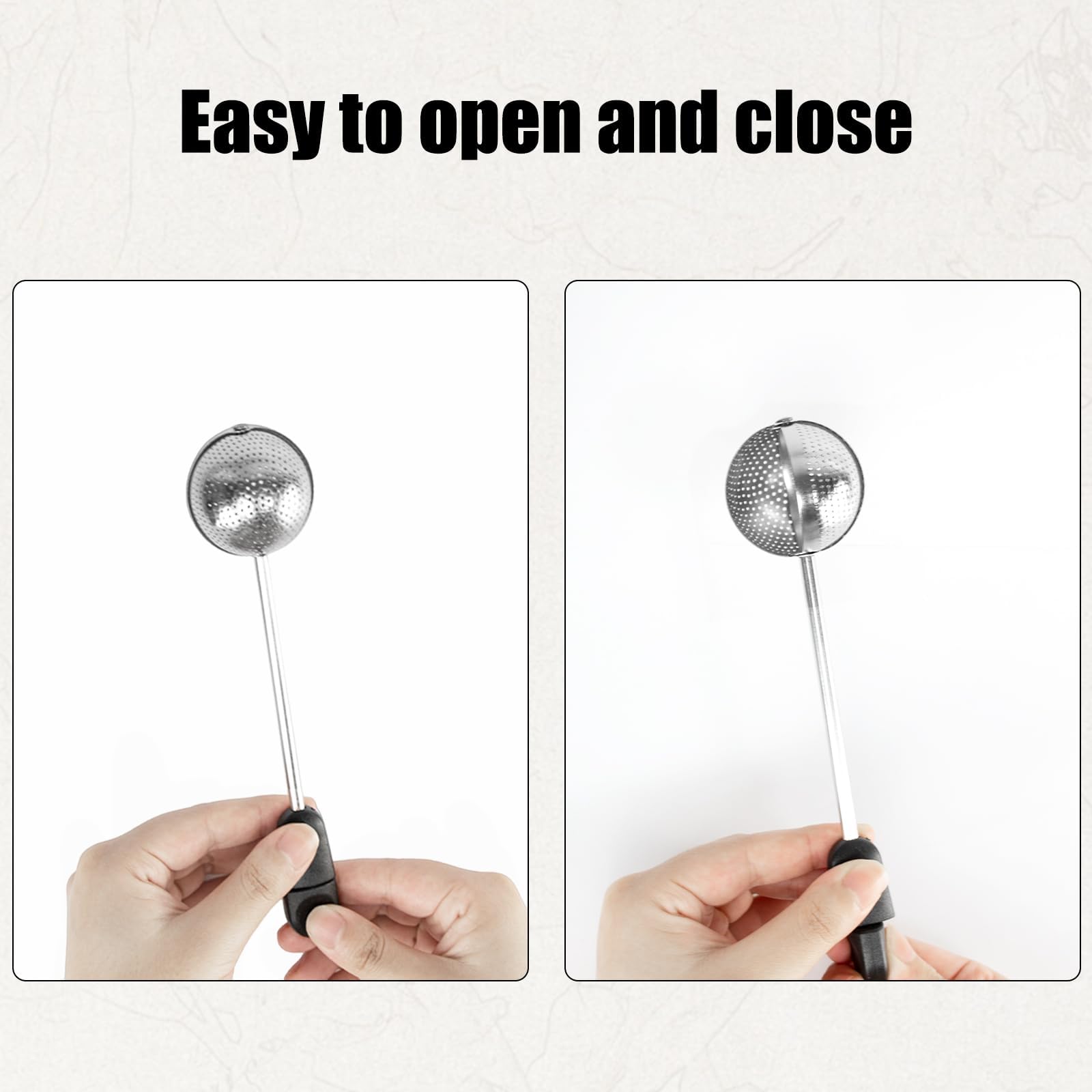 2PCS Stainless Steel Long Handle Mesh Tea Infuser Ball - Reusable Loose Leaf Tea Strainer for Natural Tea & Coffee - Perfect for Home, Office & Travel Use