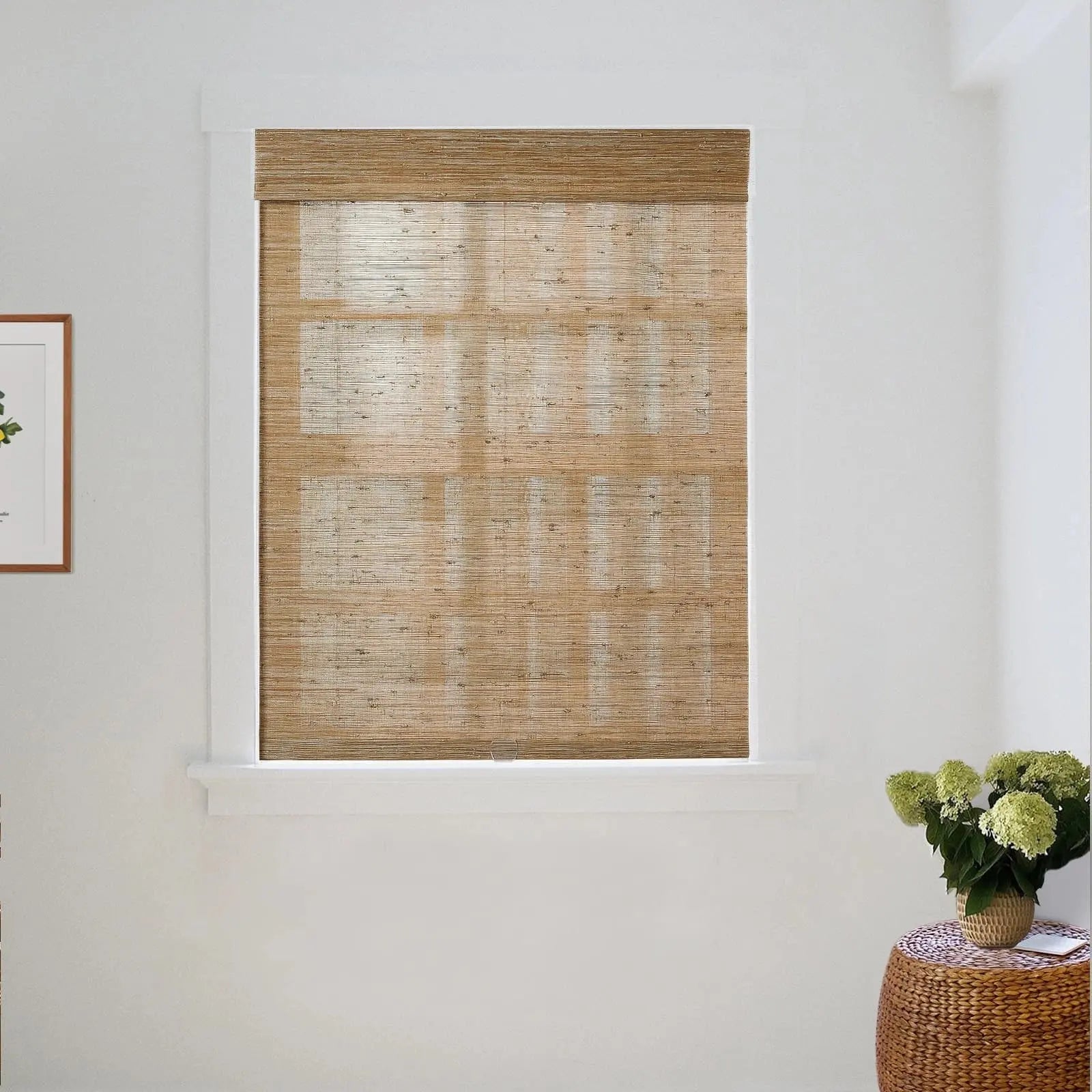 Natural Jute Bamboo Woven Window Shade - Eco-Friendly Room Darkening Blinds for Living Room & Bedroom - Sustainable Home Decor for Sun Protection & Privacy
