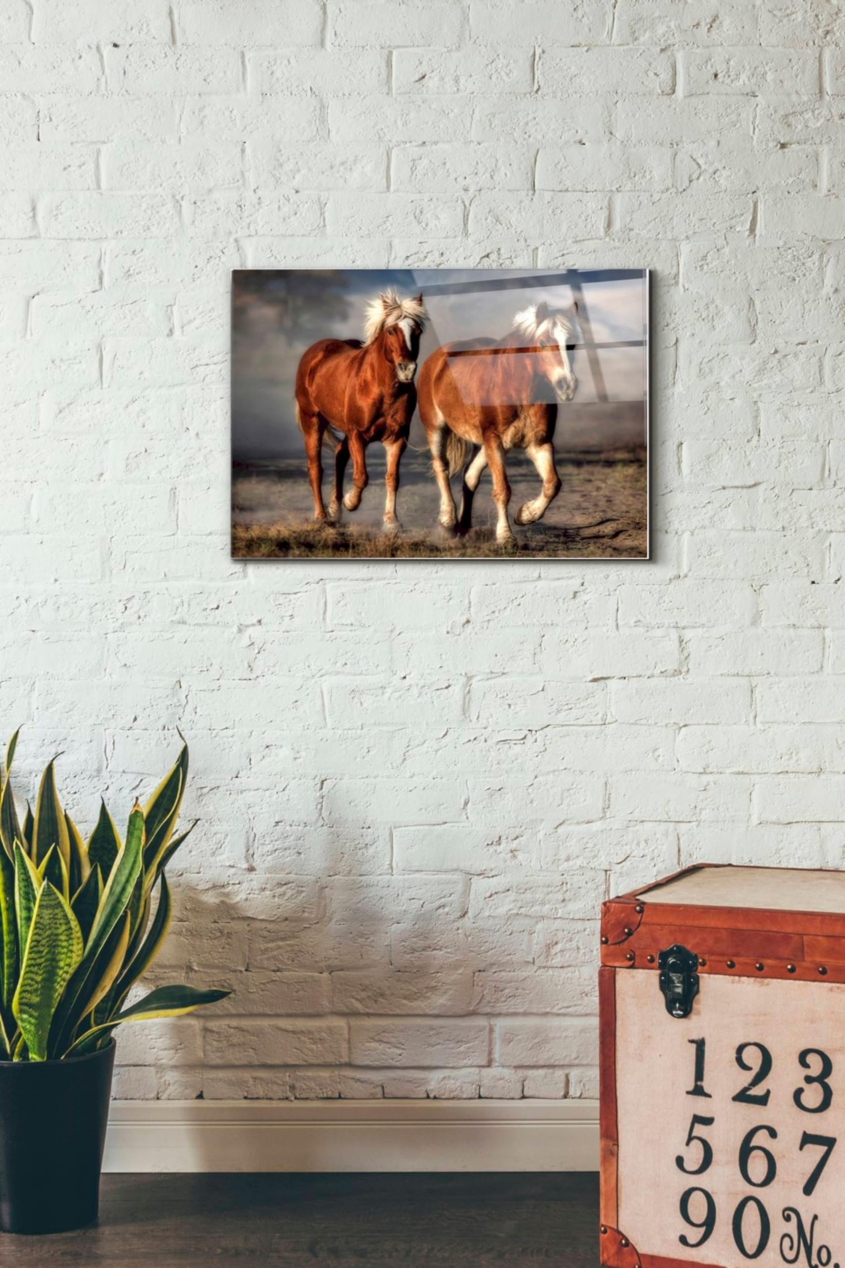 Epic 'Trotting' Horse Wall Art - 16x24 Inch Modern Acrylic Glass Painting - Perfect for Living Room, Bedroom & Office Decor