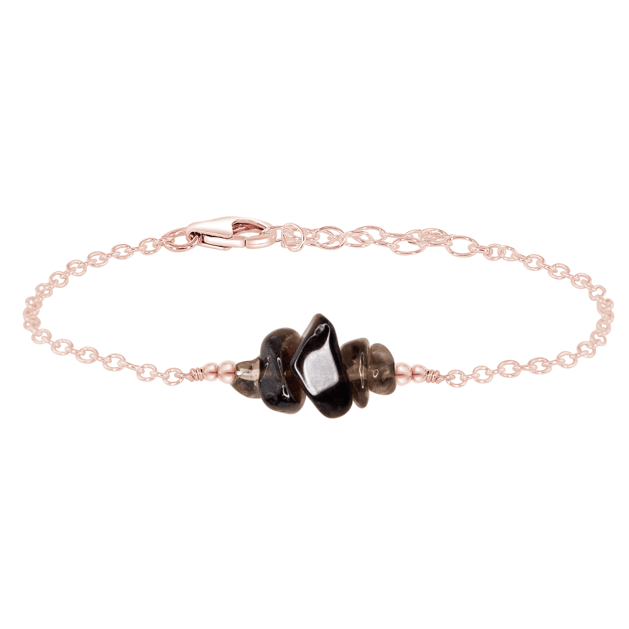 Smoky Quartz Chip Bead Bar Bracelet for Women - Natural Stone Healing Crystal Jewelry - Boho Chic Adjustable Wrap Bracelet for Meditation, Yoga & Positive Energy