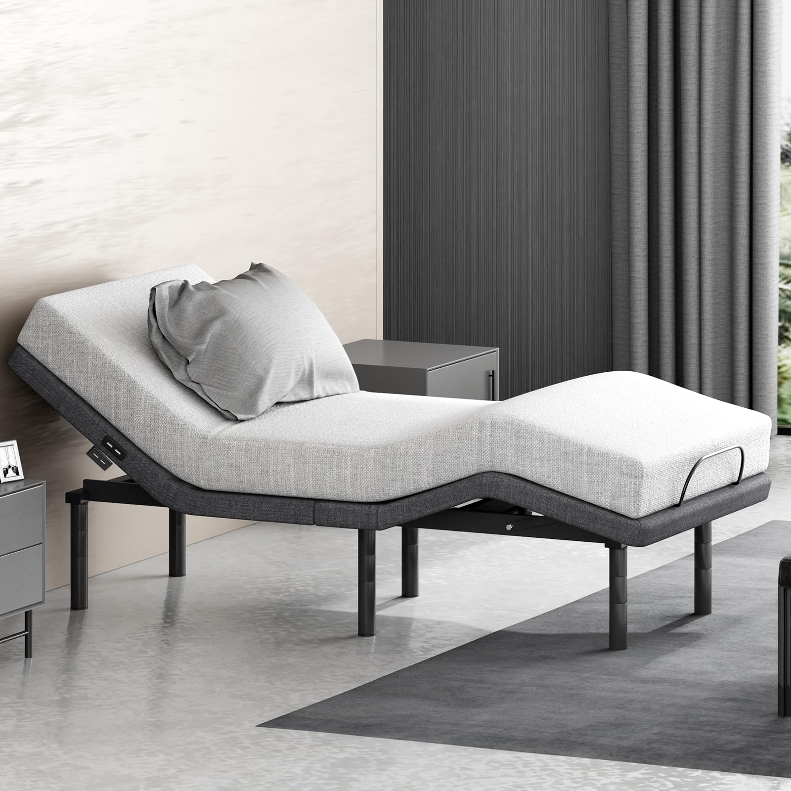 Electric Adjustable Bed Base with Nightlight & USB Ports - Twin XL Size, Easy Installation & Height Adjustment for Ultimate Comfort - Perfect for Home, Office, or Guest Room Use