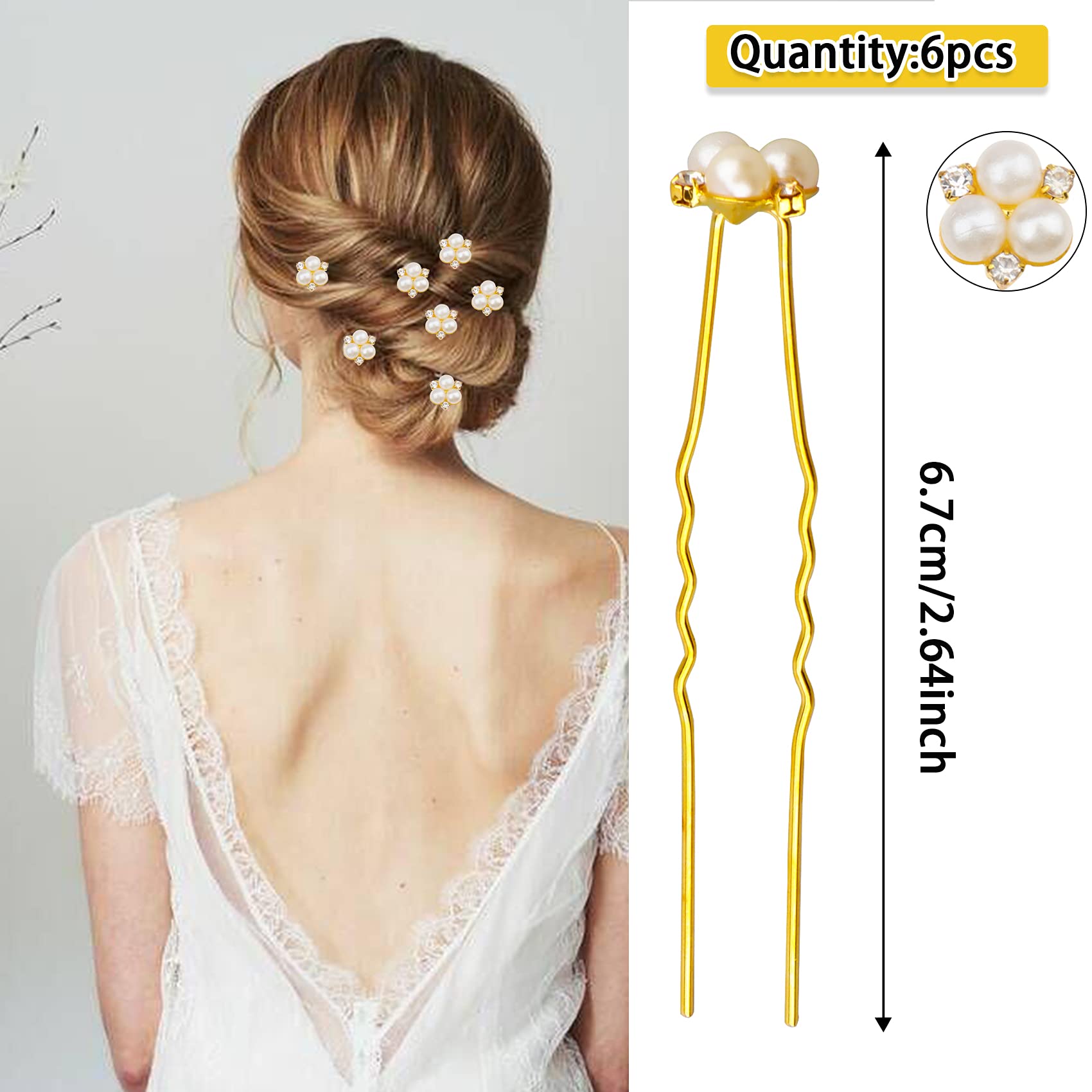 30Pcs Elegant Pearl Rhinestone Hair Pins for Brides & Bridesmaids - Gold Wedding Hair Accessories for Updos, Bun & Special Occasions