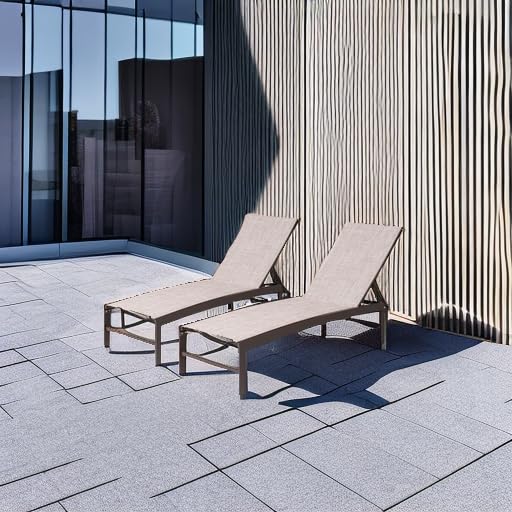 Crestlive 2-Piece Outdoor Lounge Chair Set - Aluminum Pool Chaise Lounge Chairs with 5-Position Adjustable Recliner, All-Weather Patio Furniture for Beach, Yard & Poolside Relaxation (Beige) | Perfect for Sunbathing, Lounging by the Pool or Backyard Relaxation