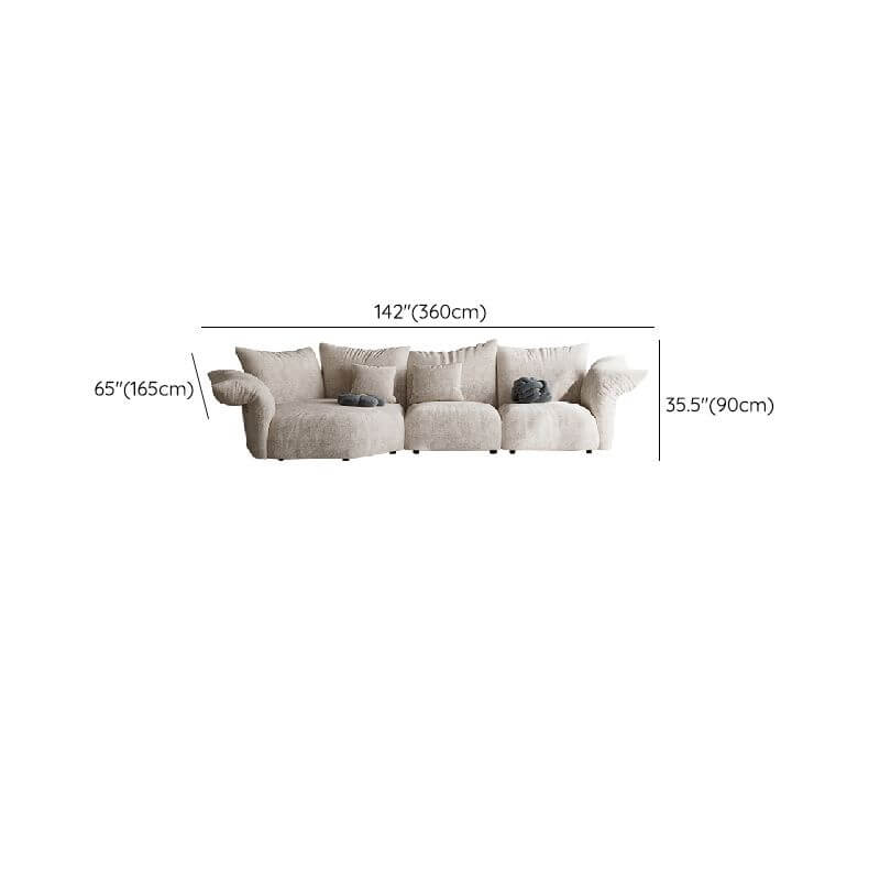 Modern L-Shaped Sectional Sofa with Chaise Lounge - Cream Fabric, Left-Facing Design - Perfect for Living Room, Family Room & Small Spaces