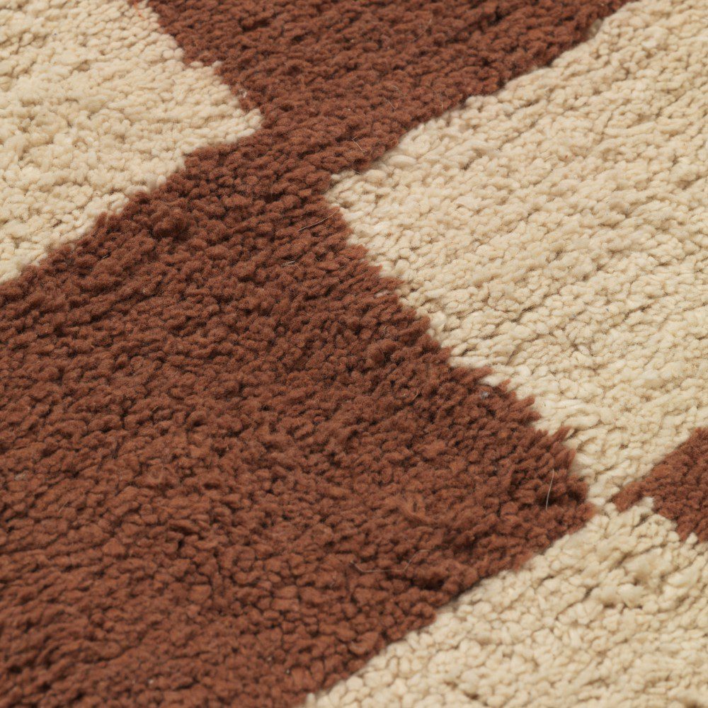 FERM LIVING Mara Washable Rug - Rust & Warm Sand - 150x90cm (5'x3') - Soft & Durable Indoor/Outdoor Area Rug for Living Room, Bedroom, Patio