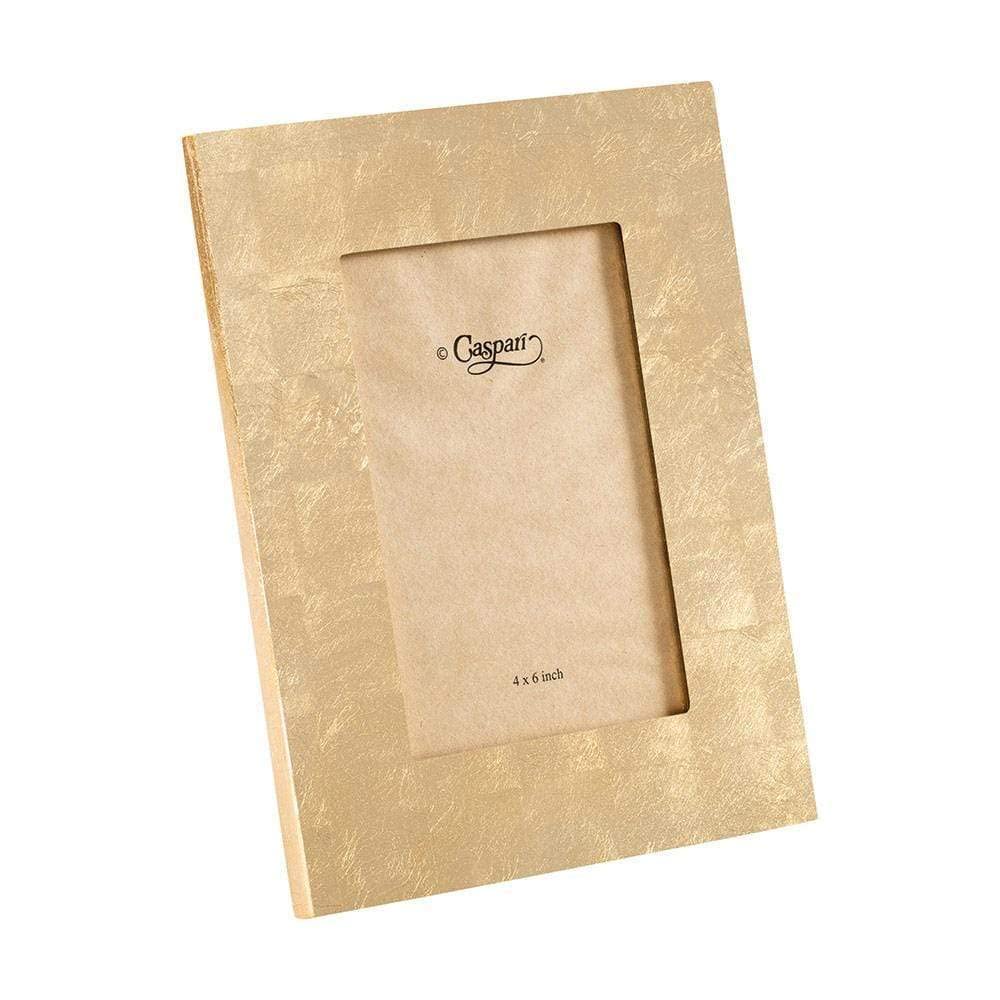 Elegant Caspari Lacquer 4x6 Gold Leaf Picture Frame - Perfect for Displaying Photos, Artwork, and Memories in Living Rooms, Bedrooms, or Offices