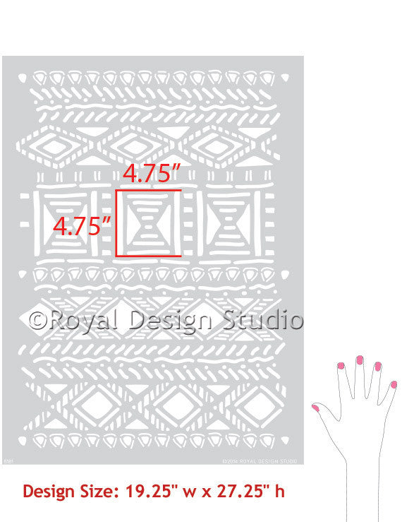Tribal Vibe Allover Wall Stencil - DIY Home Decor Stencil for Bohemian, Ethnic, and Geometric Wall Painting - Perfect for Living Rooms, Bedrooms, and Accent Walls