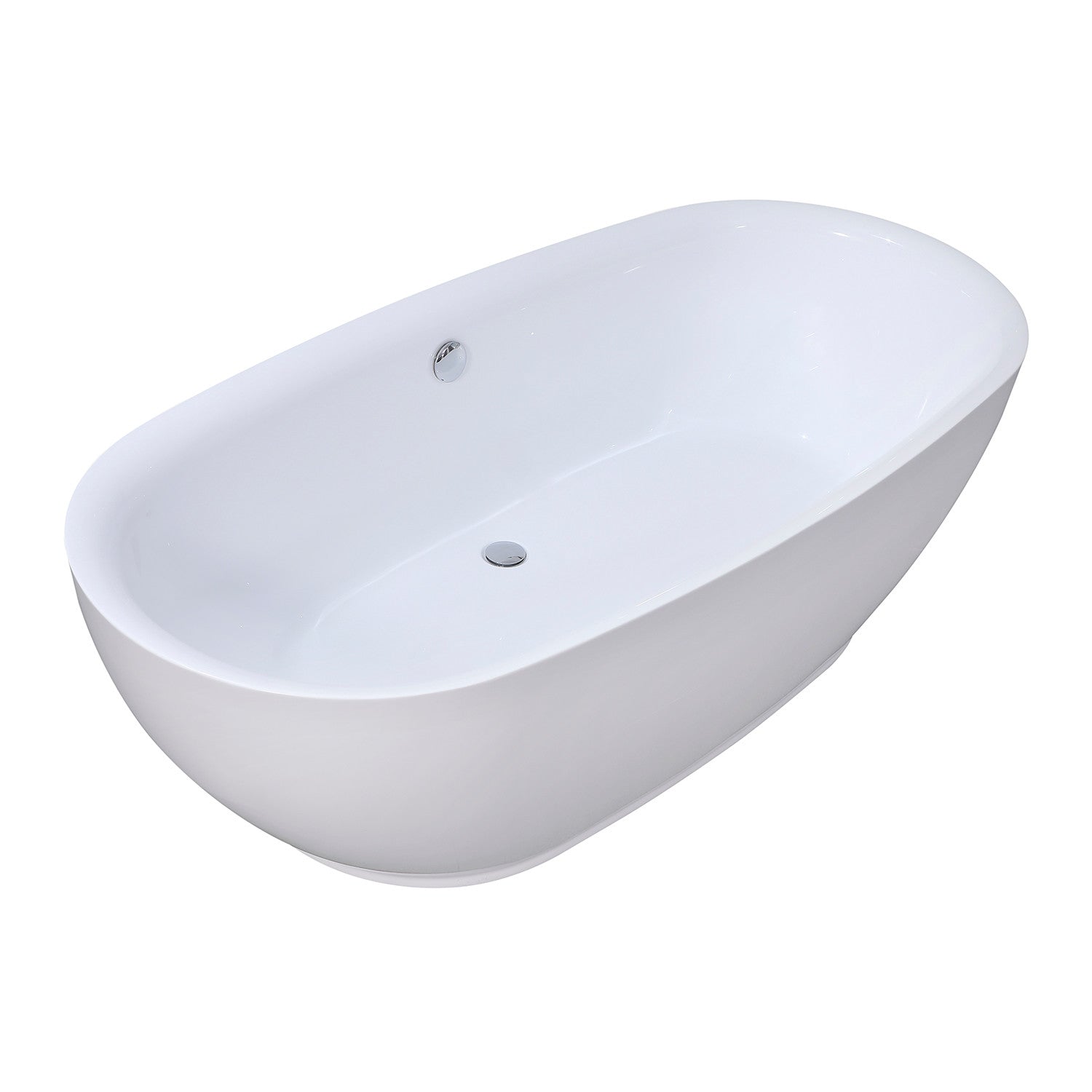 Aqua Eden 71-Inch Acrylic Oval Freestanding Bathtub - Double Ended Soaking Tub with Drain - Glossy White Finish for Luxury Bathroom & Spa Relaxation