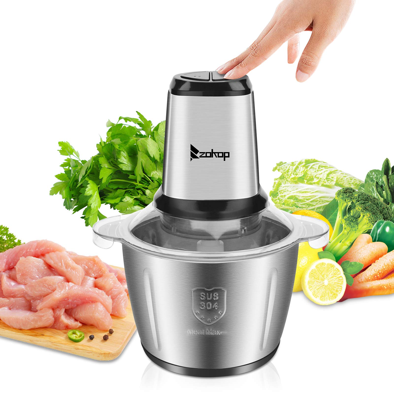 500W Electric Meat Grinder & Food Processor - Professional Stainless Steel Chopper for Meat, Vegetables, Fruits & Nuts, 2.8L Capacity with 4 Sharp Blades - Perfect for Home Kitchen, Butcher Shop & Food Prep