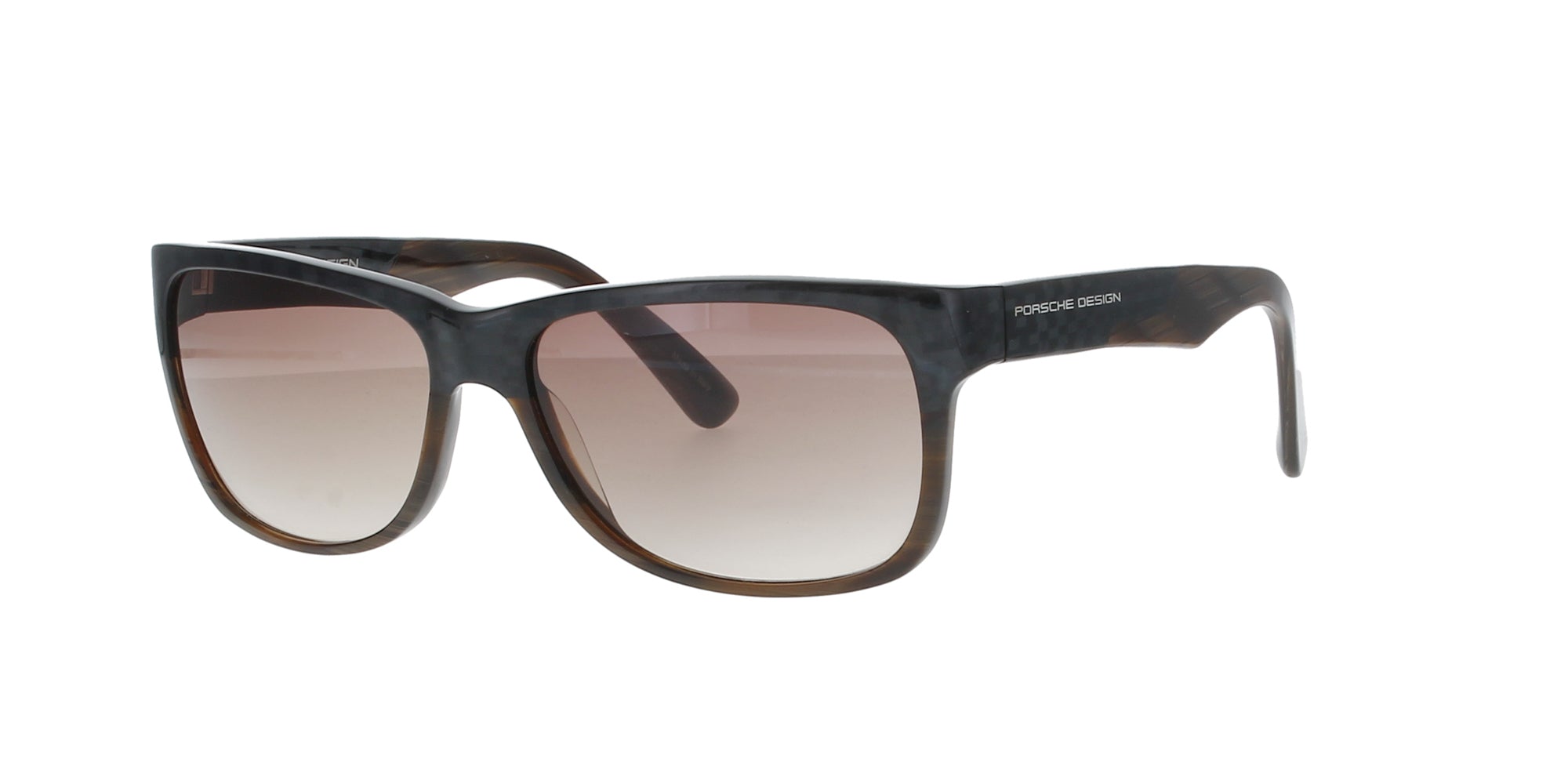 Porsche Design Rectangle Sunglasses for Men & Women - Brown Striped UV Protection - Perfect for Driving, Beach & Outdoor Activities