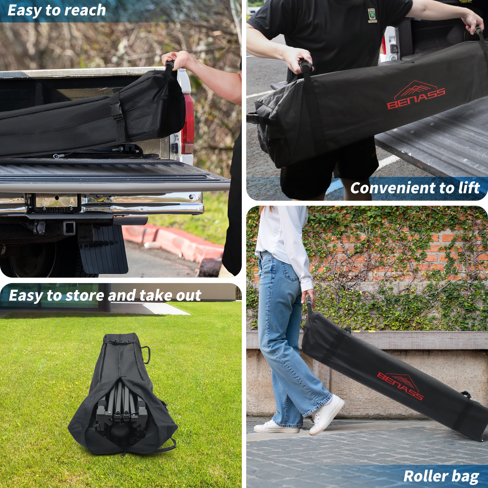 10x10 Pop Up Canopy Tent with Removable Sidewalls - Heavy Duty Instant Shelter for Outdoor Events, Parties, Camping & Backyard Gatherings - Easy One-Person Setup in Black