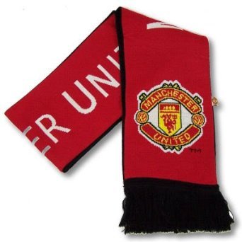 Manchester United Soccer Scarf - Black/Red - Official Team Fan Scarf for Football Matches & Cold Weather