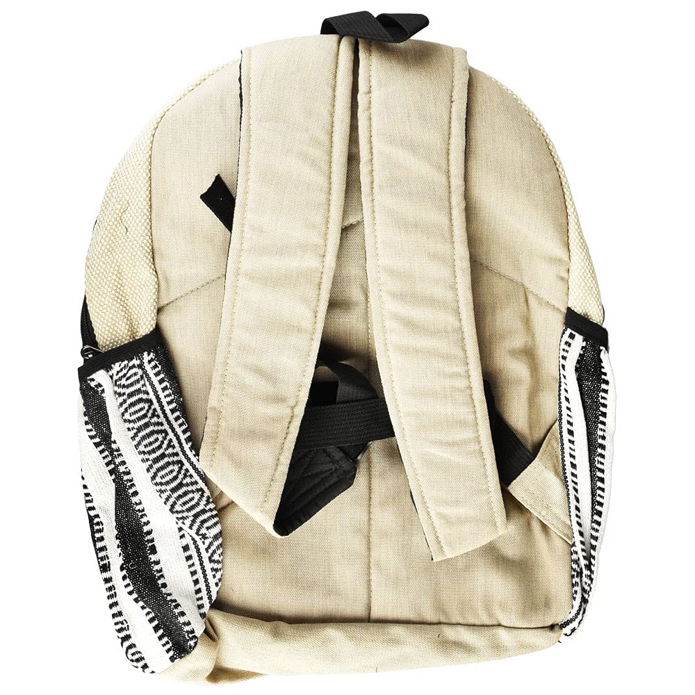 Himalayan Hemp Black & White Backpack - 11x16 Inch Eco-Friendly Laptop Bag for College, Travel & Work | Durable & Stylish Unisex Daypack