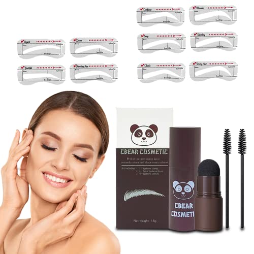 CBEAR COSMETIC Eyebrow Stamp Stencil Kit - 10 Reusable Eyebrow Shaping Stencils for Perfect Brows | Easy to Use, Long-Lasting Eyebrow Grooming Kit (Black) | Ideal for Daily Makeup, Salon & Travel Use