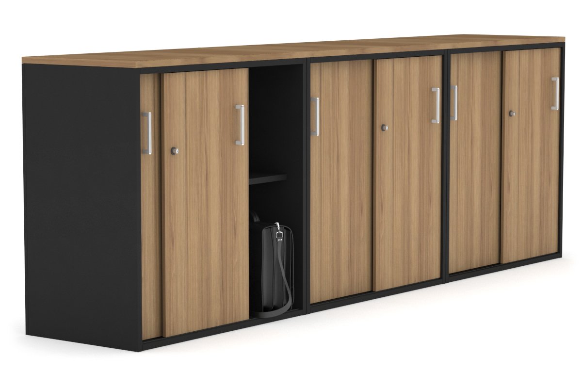 Modern 2400W x 900H x 450D Sliding Door Credenza for Office & Home - Medium Uniform Storage Cabinet with Smooth Gliding Doors - Perfect for Living Room, Bedroom or Entryway Organization