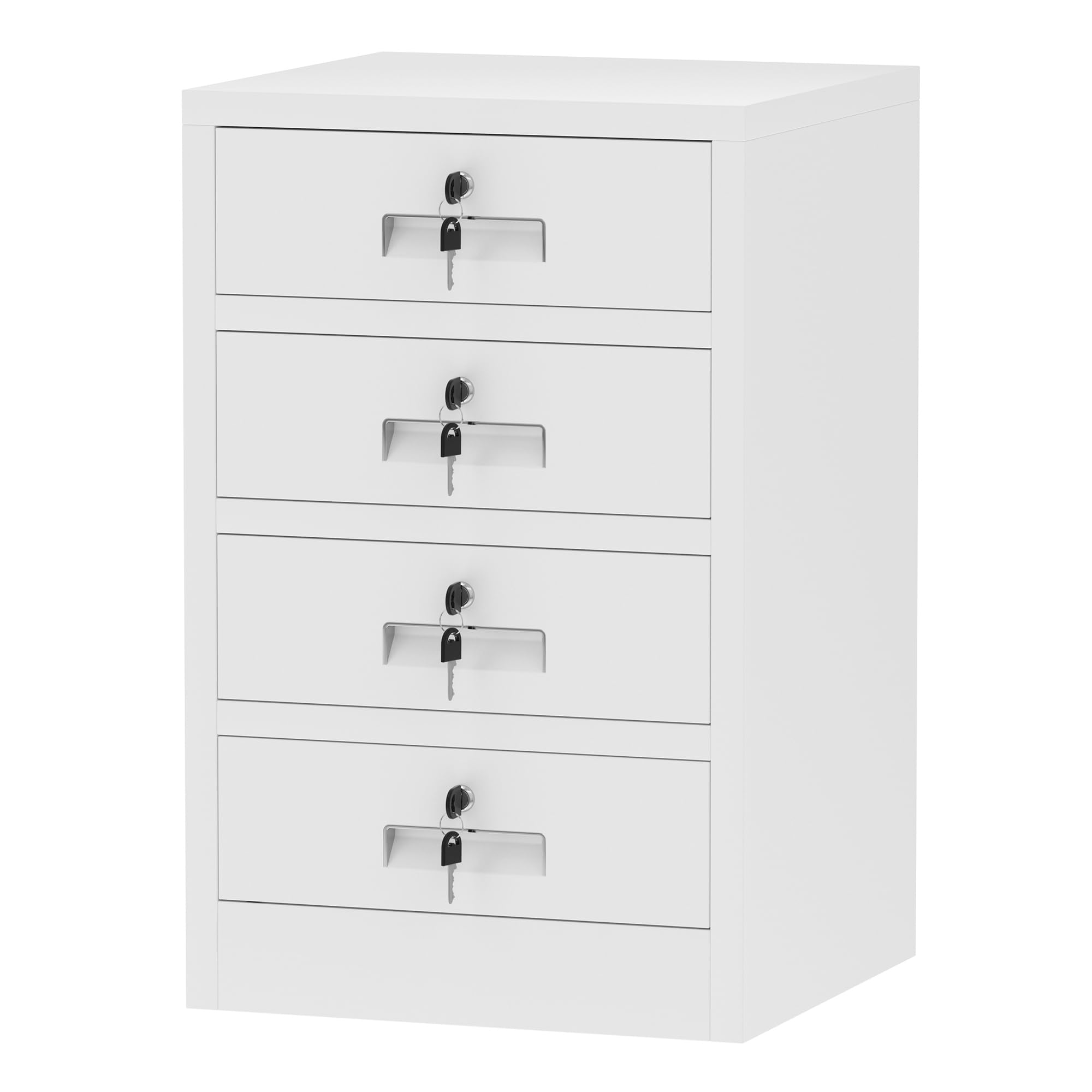White Metal Storage Cabinet with Lockable Drawers - Secure Home & Office Organization Solution for Bedroom, Living Room & Workspace | Durable File Storage for Documents, Supplies & Essentials