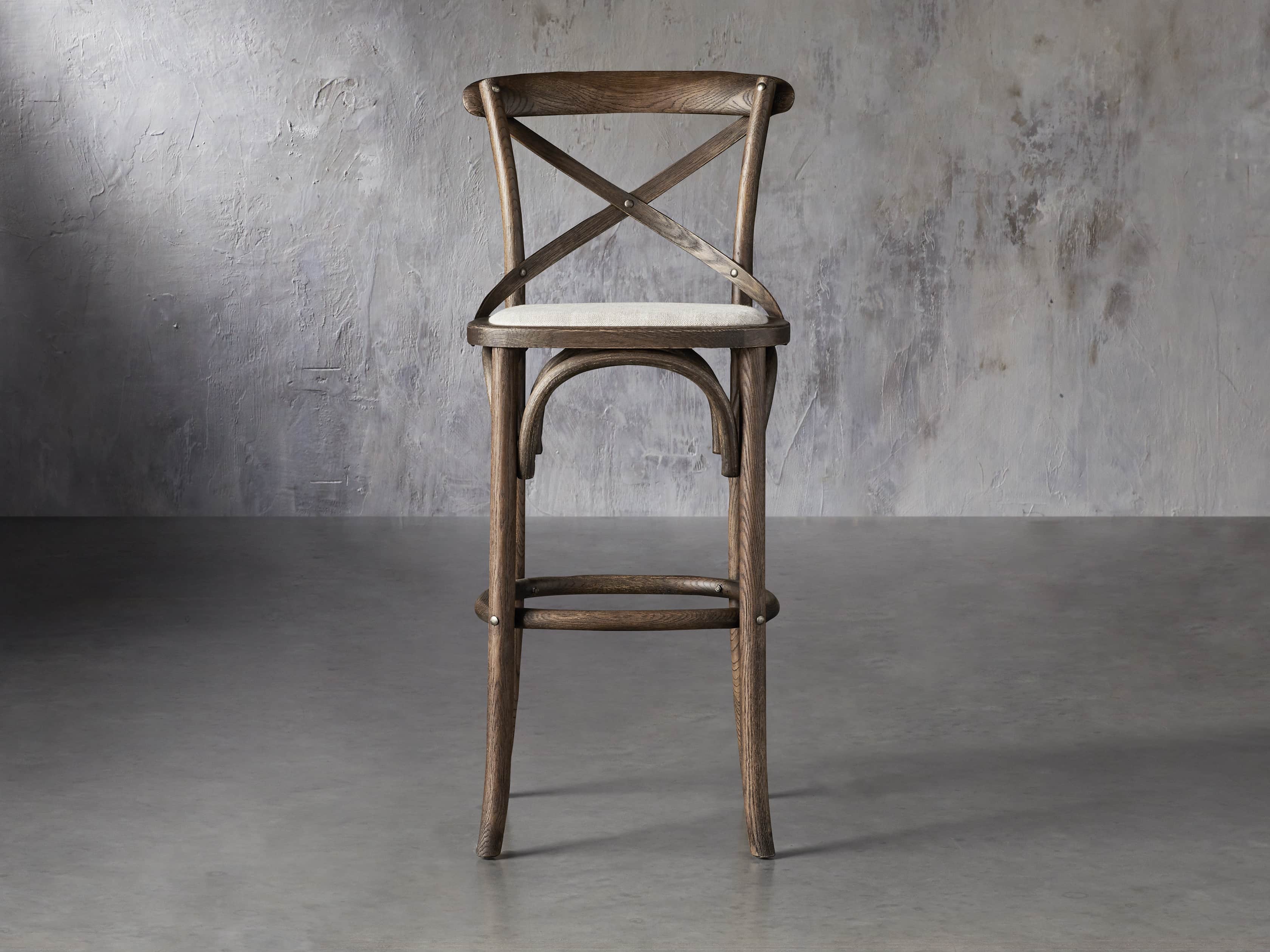 Dark Brown Cadence Barstool with Linen Natural Seat - Modern Kitchen Island & Home Bar Stool for Dining & Entertaining