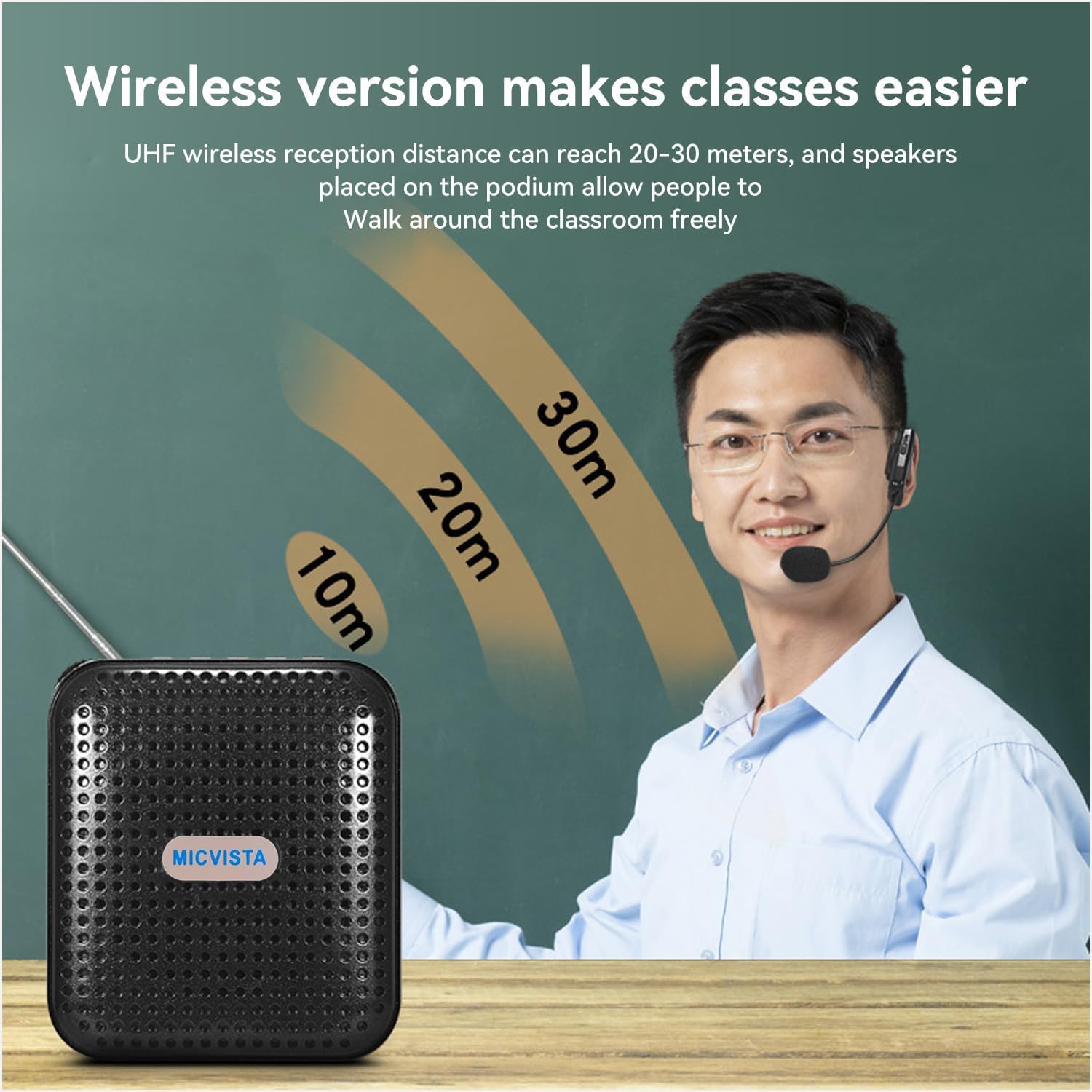 Wireless Voice Amplifier with UHF Microphone Headset - Portable Personal Mini Speaker for Teachers, Seniors, Meetings & Outdoor Activities | Perfect for Classroom Teaching, Yoga Coaching, Public Speaking & Training Sessions