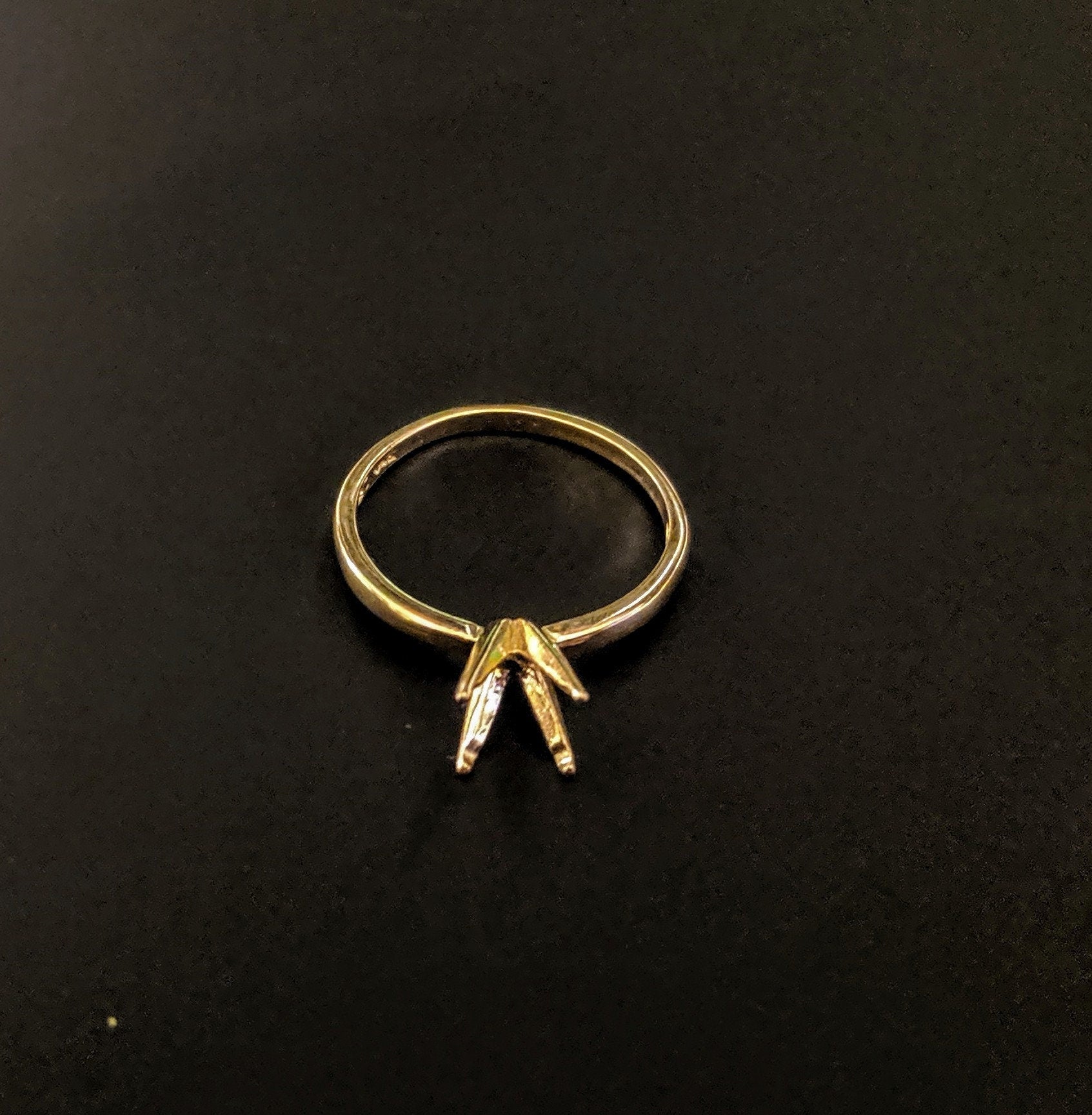 14K Solid White/Yellow/Rose Gold 3mm Round 4-Prong Deep Vee Pre-Notched Blank Ring Setting - Sizes 4-8 (143-271) - Perfect for Custom Jewelry Making, Engagement Rings & Wedding Bands