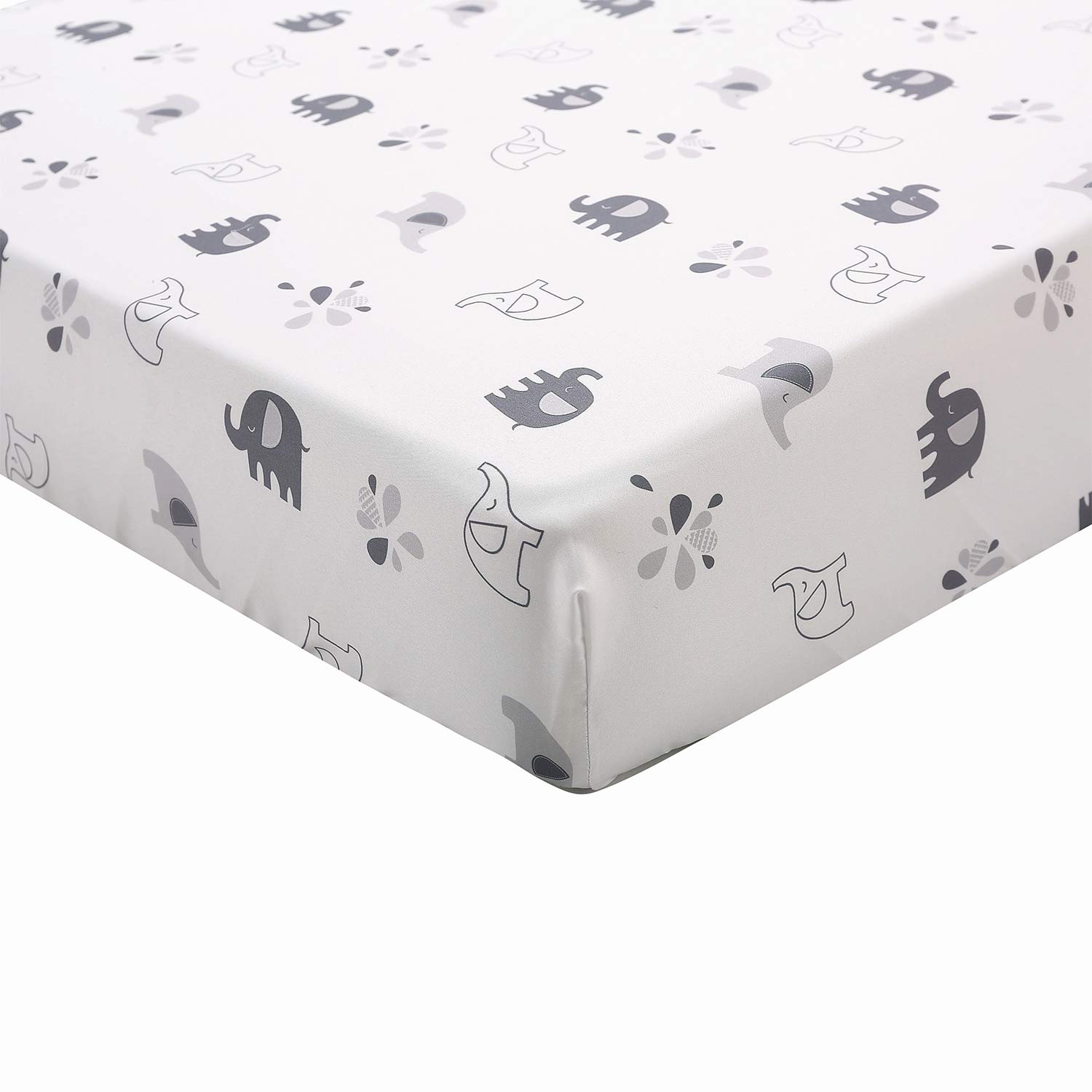 4-Piece Elephant Nursery Bedding Set for Baby Boys - Soft Microfiber Crib Comforter, Fitted Sheet, Dust Ruffle & Blanket in Grey with Embroidered Design | Perfect for Toddler Bedrooms, Baby Showers & Cozy Nursery Decor