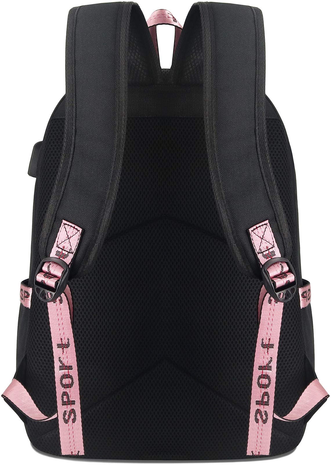 Roffatide Anime Haikyuu 15 Inch Laptop Backpack - Stylish Black Printed School Bag for Boys & Girls with USB Charging Port & Headphone Jack - Perfect for School, Travel & Daily Use