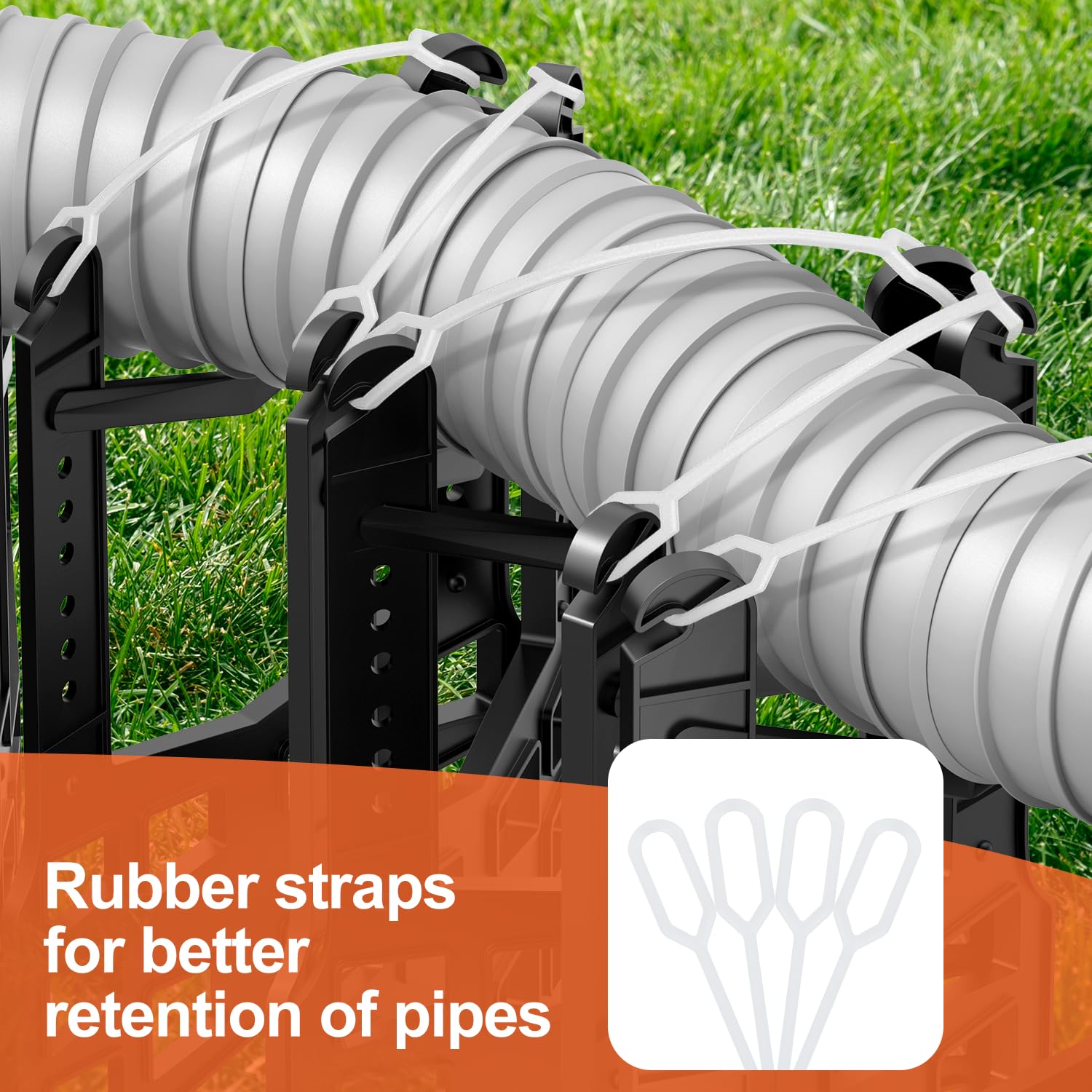 10 Ft RV Sewer Hose Support - Adjustable Height Accordion Design for Quick Installation | Fits All Travel Trailers & Campers | Perfect for RV Dump Stations & Campground Waste Management