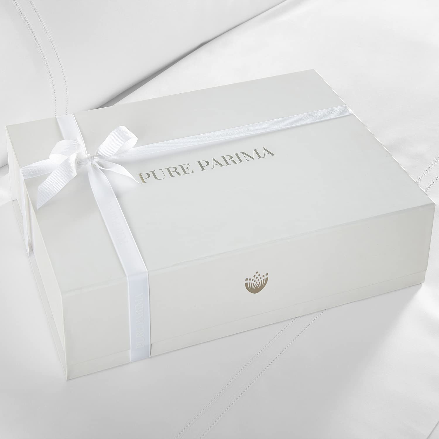 Pure Parima Luxury 100% CEA Certified Egyptian Cotton Sheet Set - Extra-Long Staple, Breathable & Cooling Queen Size Bedding with Flat Sheet, Fitted Sheet & 2 Pillowcases (White) - Perfect for Hot Sleepers & Luxury Bedroom Decor