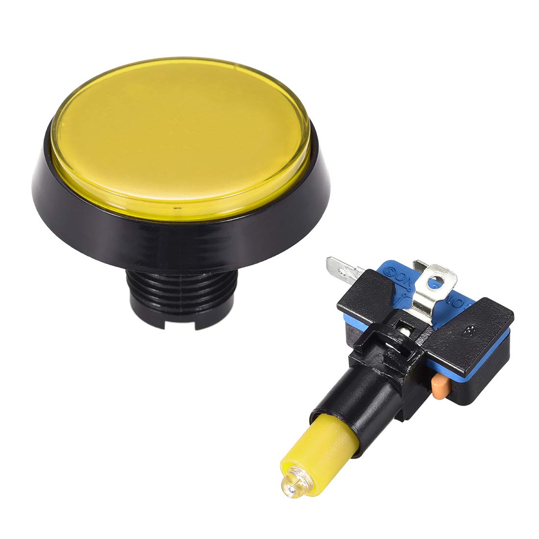 uxcell 60mm Round 12V LED Illuminated Arcade Push Button Switch with Micro Switch - 5pcs Yellow for Video Games & DIY Control Panels - Perfect for Arcade Cabinets, Gaming Consoles & Custom Controllers
