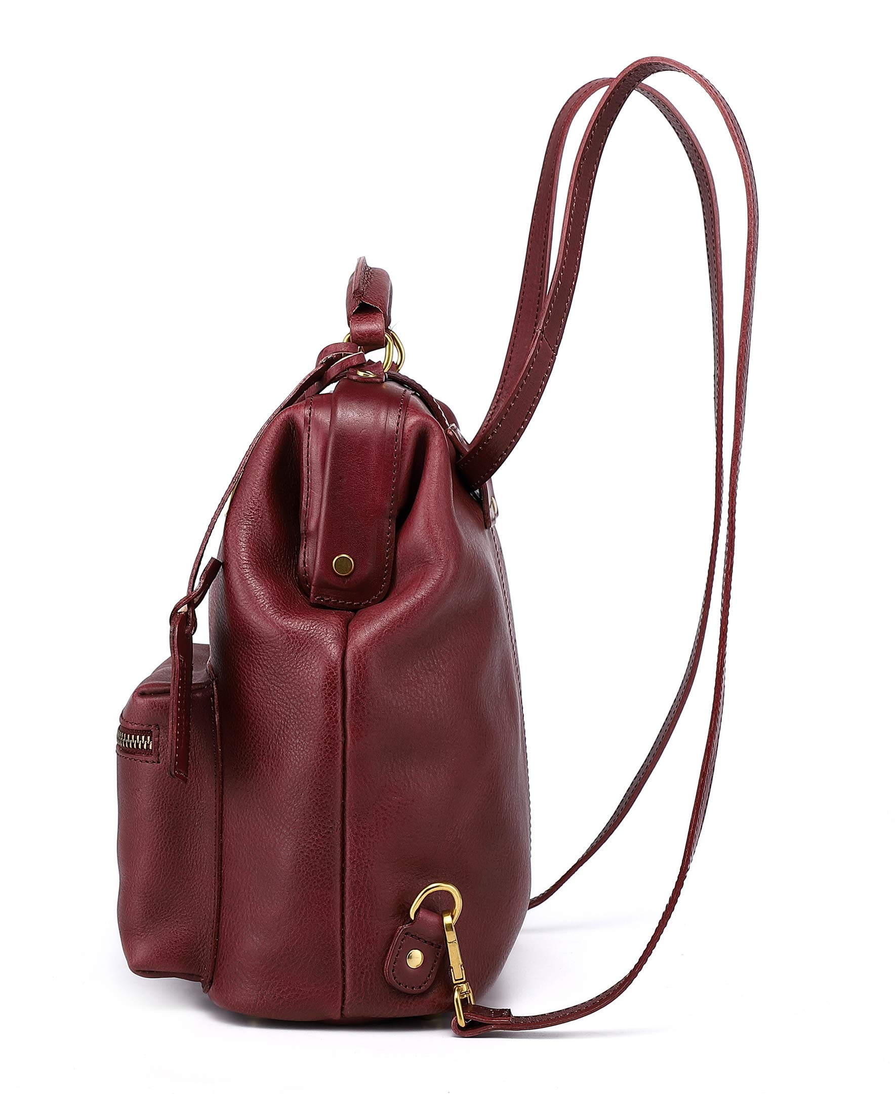 Genuine Leather Backpack Purse for Women - Stylish Small Business Casual Daypack - Fashionable Burgundy Laptop Backpack for Work, Travel & College