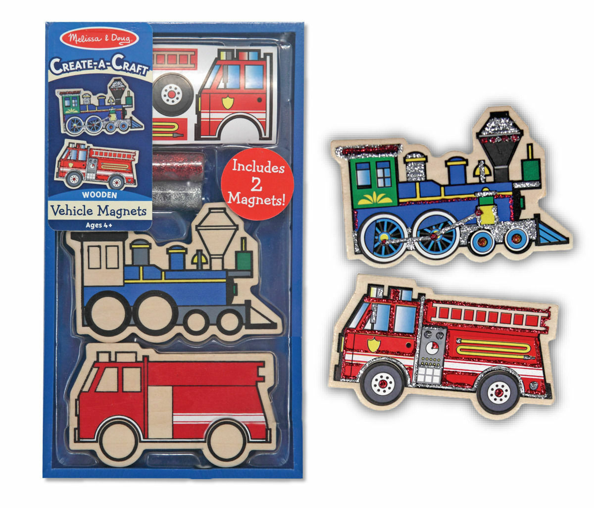 Melissa & Doug Create a Craft Vehicles Set - DIY Wooden Toy Cars & Trucks for Kids - Creative Arts & Crafts Kit for Toddlers & Preschoolers - Perfect for Birthday Gifts & Indoor Playtime Activities