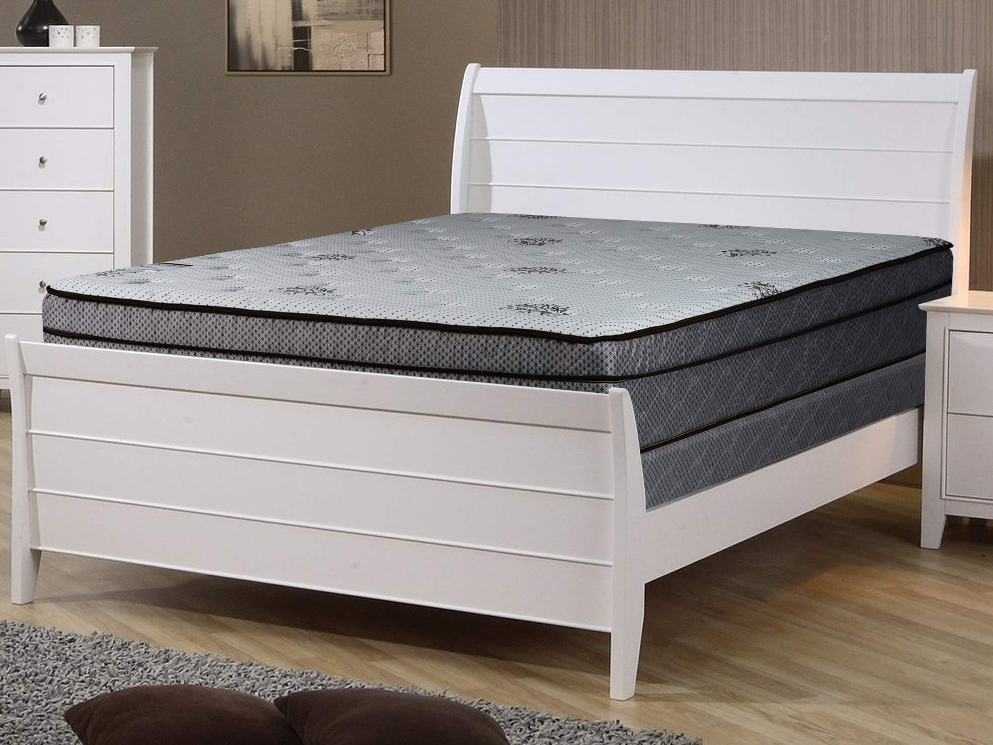 Continental Sleep 13-Inch Hybrid Eurotop Mattress - Gel Memory Foam & Innerspring for Back Support - Twin XL Size in White/Brown - Perfect for Guest Rooms & Dorm Beds