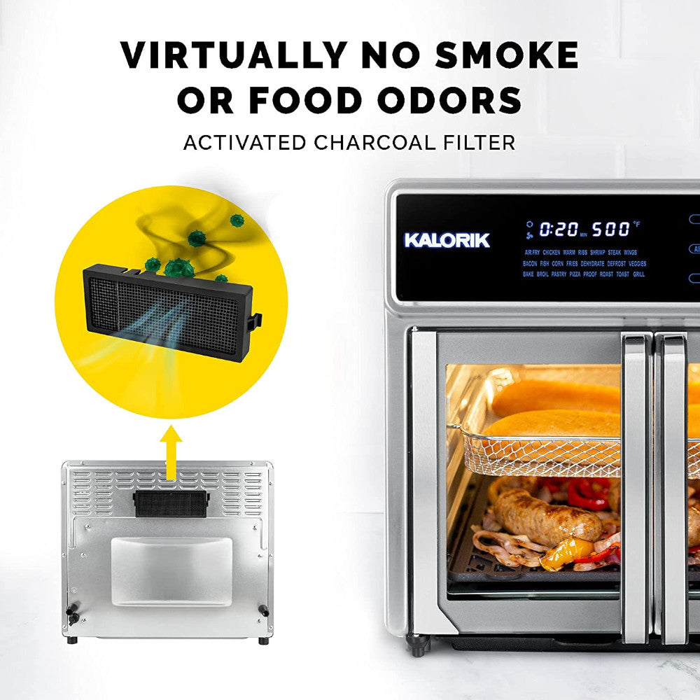KALORIK MAXX Digital Air Fryer Oven Grill - 12-in-1 Countertop Convection Oven with Rotisserie & Dehydrator | Factory Certified Refurbished with 1-Year Warranty | Perfect for Healthy Cooking, Baking, Roasting & Meal Prep (Model AFO47631SS2)