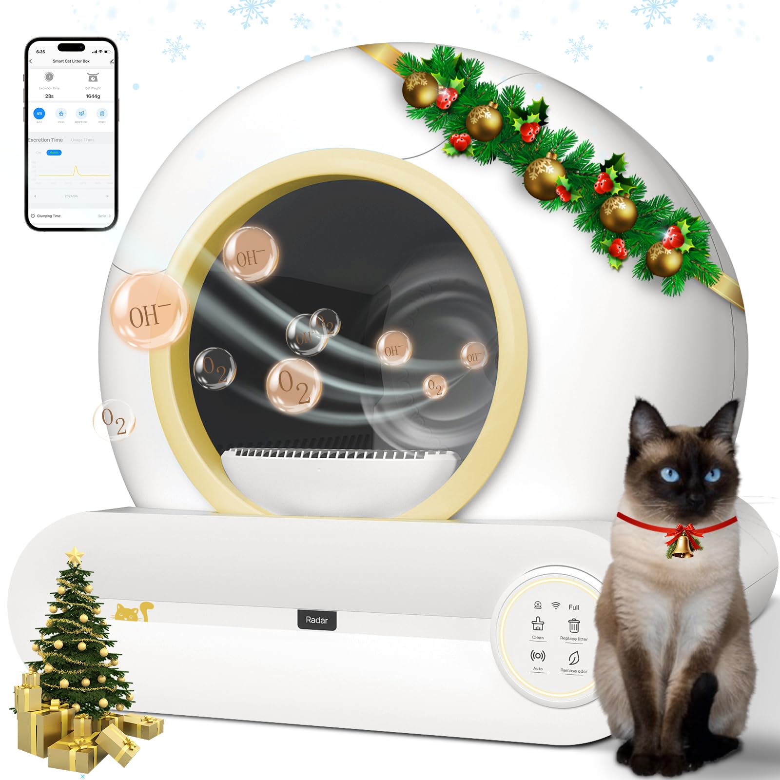 Automatic Self-Cleaning Cat Litter Box with APP Control - Smart Electric Litter Robot for Multiple Cats, Odorless & Low Entry Design - Perfect for Busy Pet Owners & Multi-Cat Households