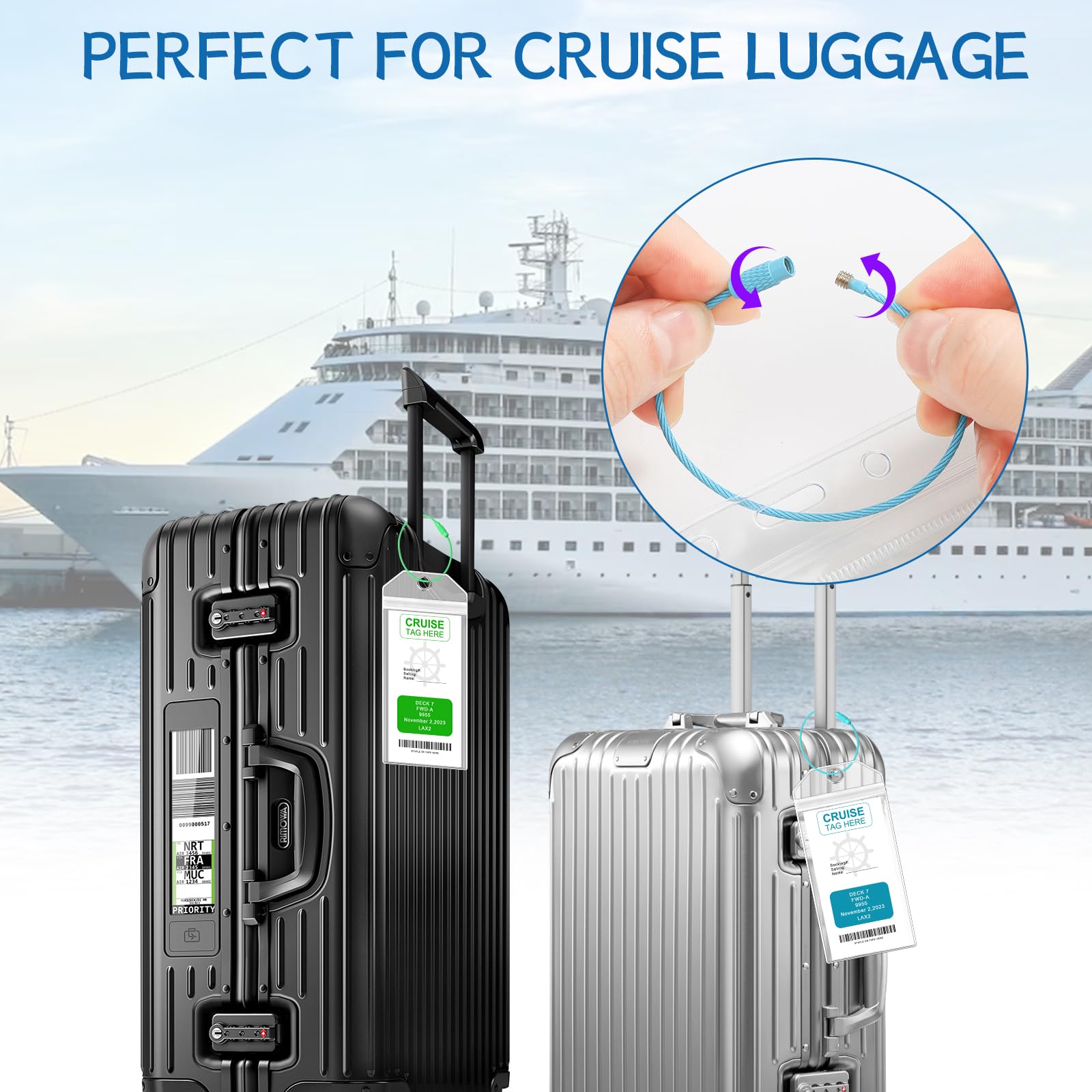 8 Pack Cruise Lanyards with Retractable Badge Reel - Waterproof ID Card Holders for Cruise Ships & Travel