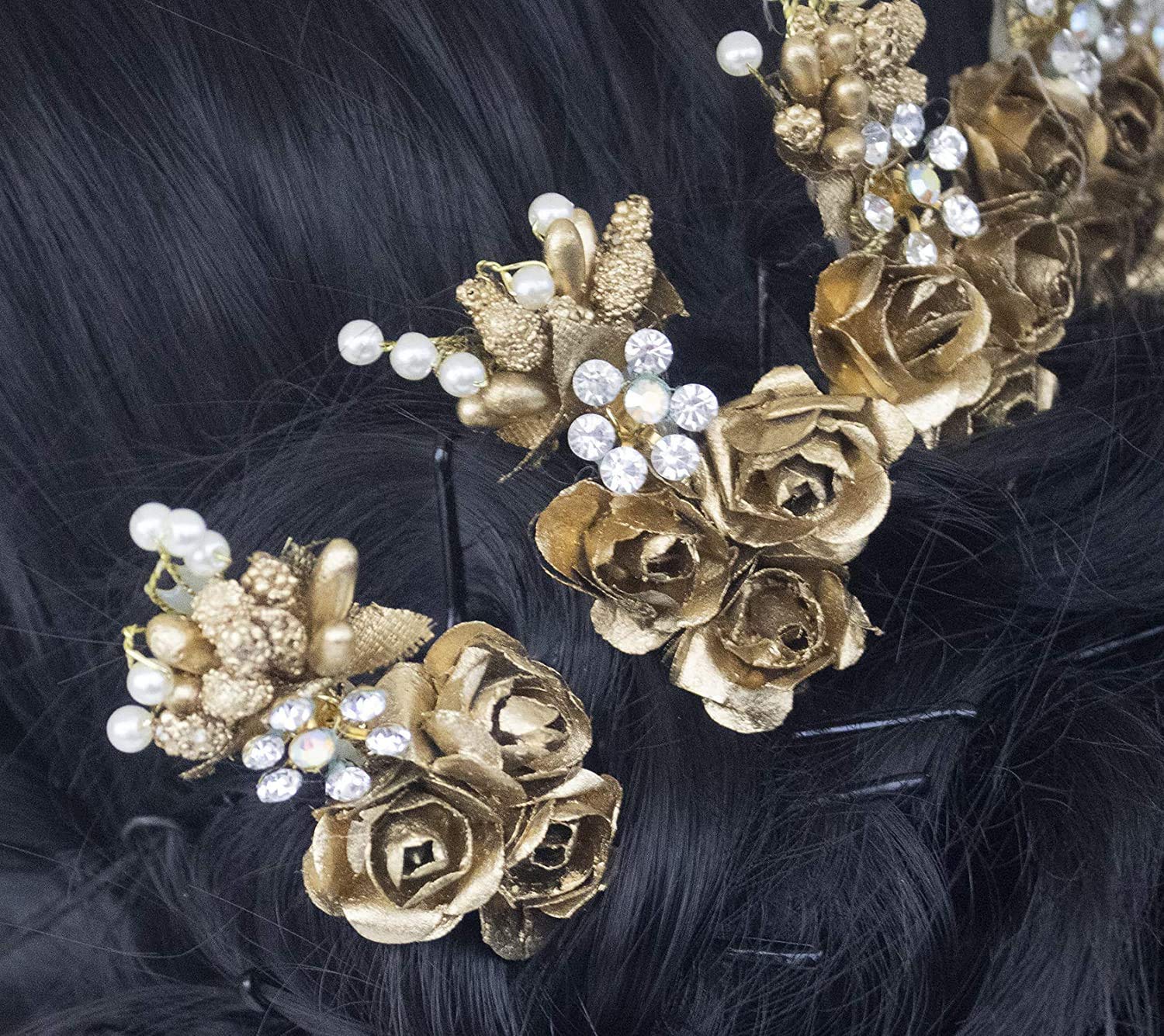 Elegant Golden Hair Bun Pins for Women & Girls - AASA Hair Accessories for Updos, Weddings & Special Occasions