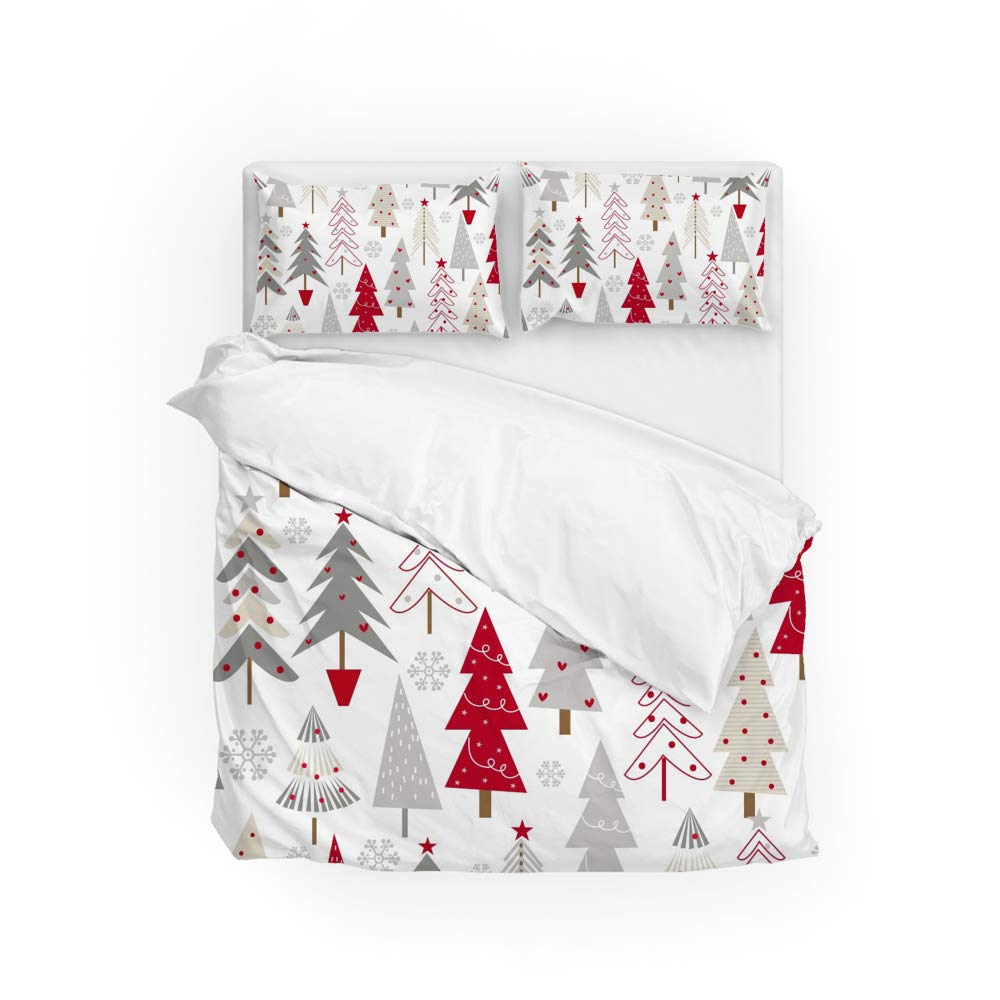 Christmas Snowflakes Seamless Duvet Cover Set - 3 Piece Microfiber Polyester Bedding with Pillowcases - King Size Quilt Set for Holiday Home Decor & Cozy Winter Bedroom