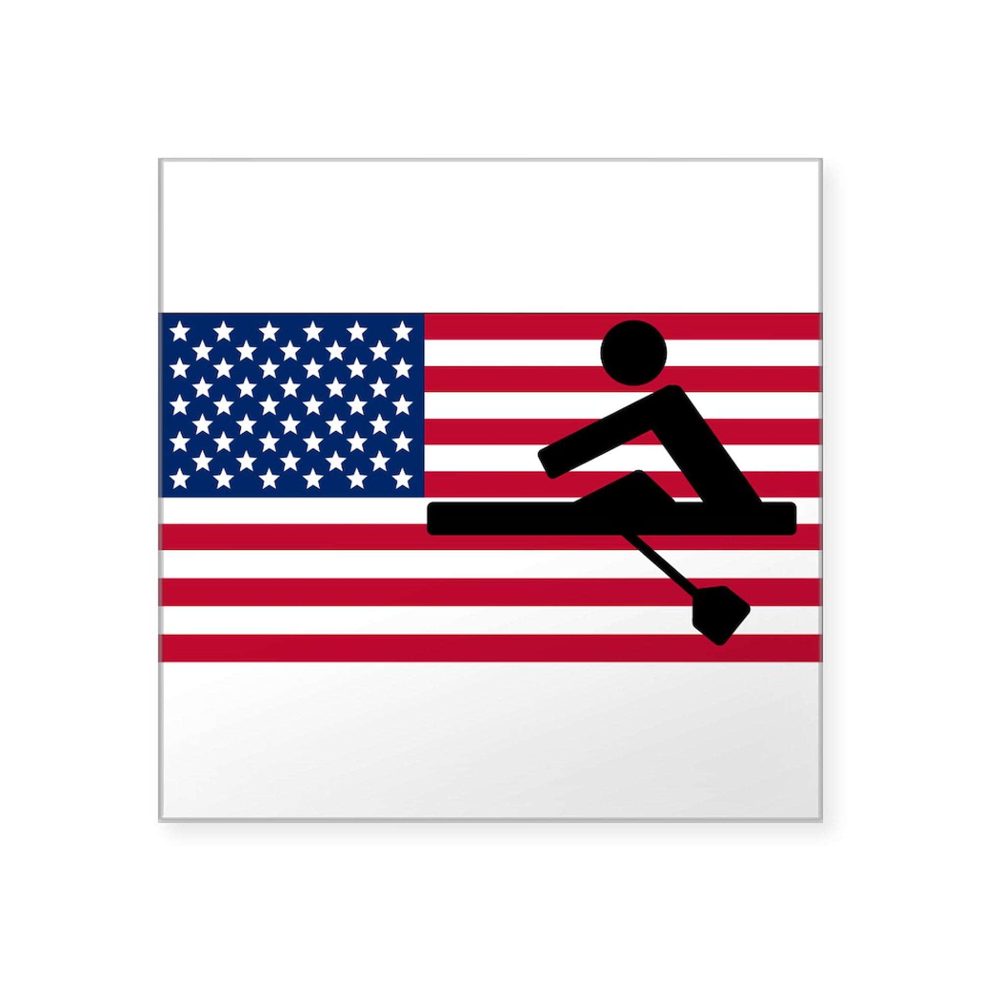 Premium Rowing American Flag Sticker - Durable Square Bumper Decal for Cars, Trucks & Laptops | Patriotic Waterproof Vinyl Sticker for Boats, Coolers & Outdoor Gear