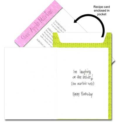 Funny Sour Apple Martini Recipe Birthday Card - Humorous Cocktail Greeting Card for Friends & Parties | Perfect for Bartenders, Mixologists & Cocktail Lovers