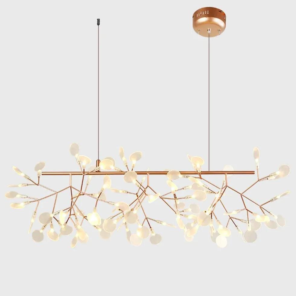 Elegant Rose Gold LED Chandelier with Branch Design - Modern Crystal Ceiling Light Fixture for Dining Room, Bedroom & Living Room Decor